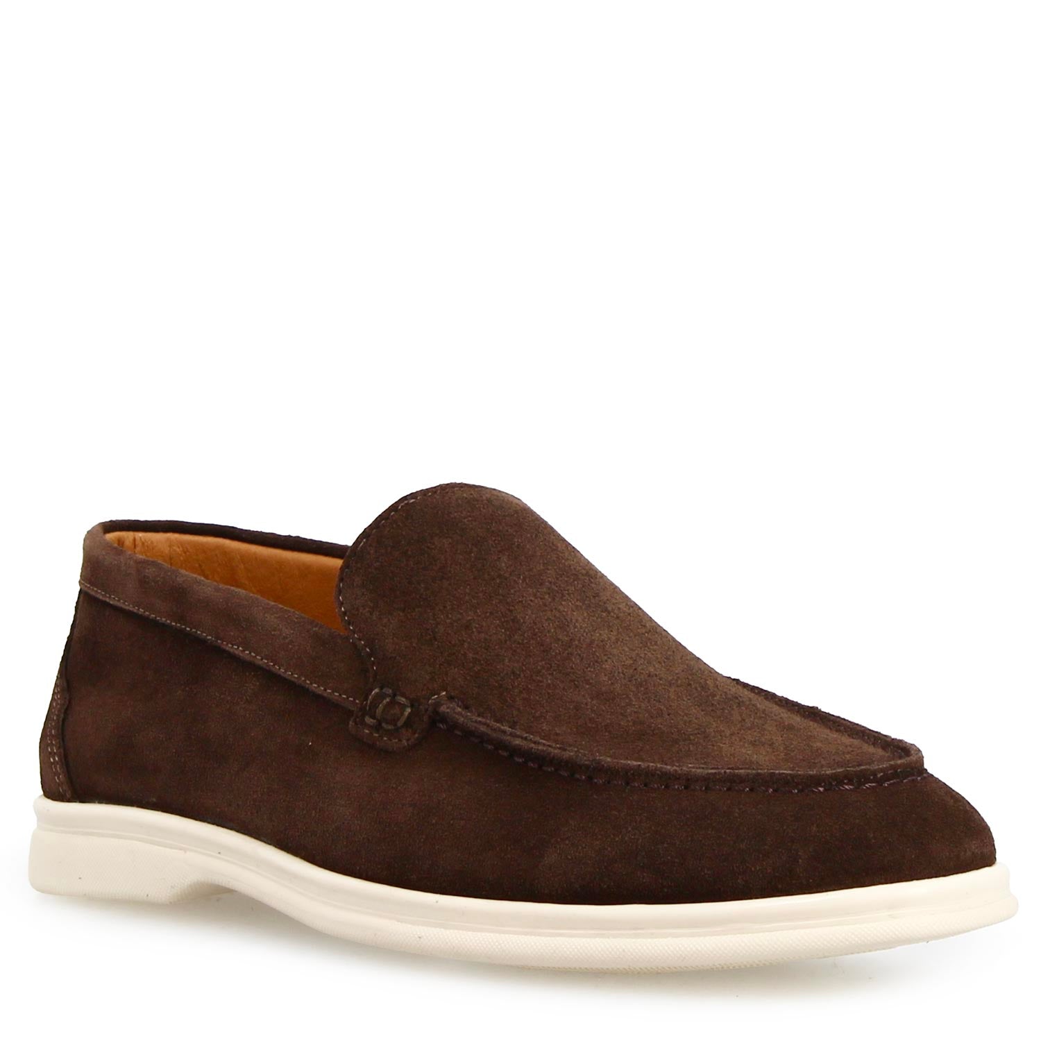 Leonardo Elite Marrone Sc Mocassini Uomo Camoscio Scuro