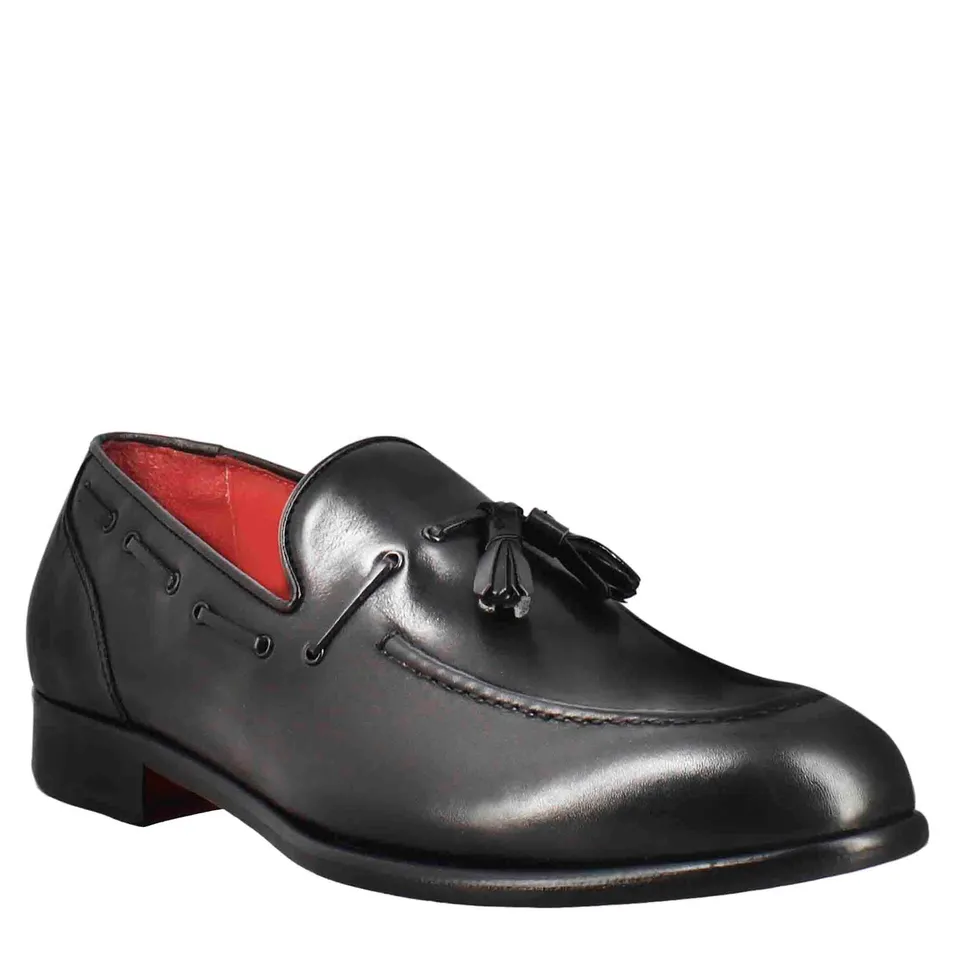 Leonardo Shoes mocassino nappine pelle nero