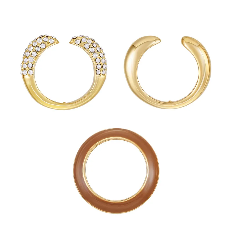 Vince Camuto Set 3 Anelli oro con cristalli e smalto