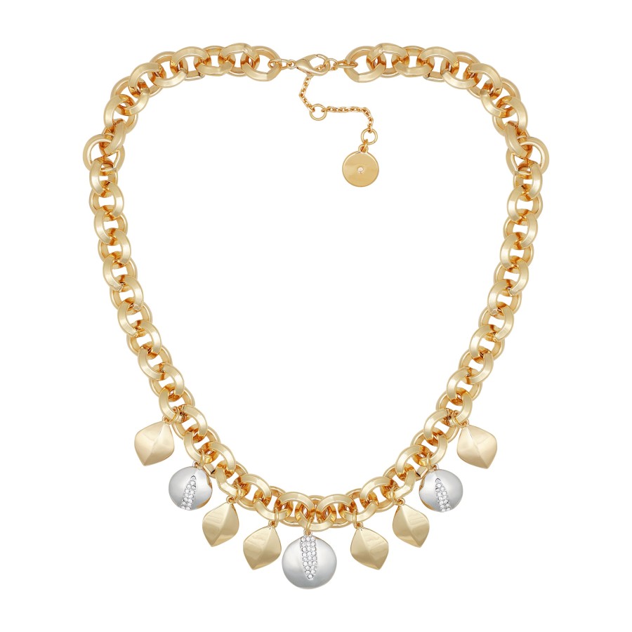 Vince Camuto collana foglie oro bicolore donna