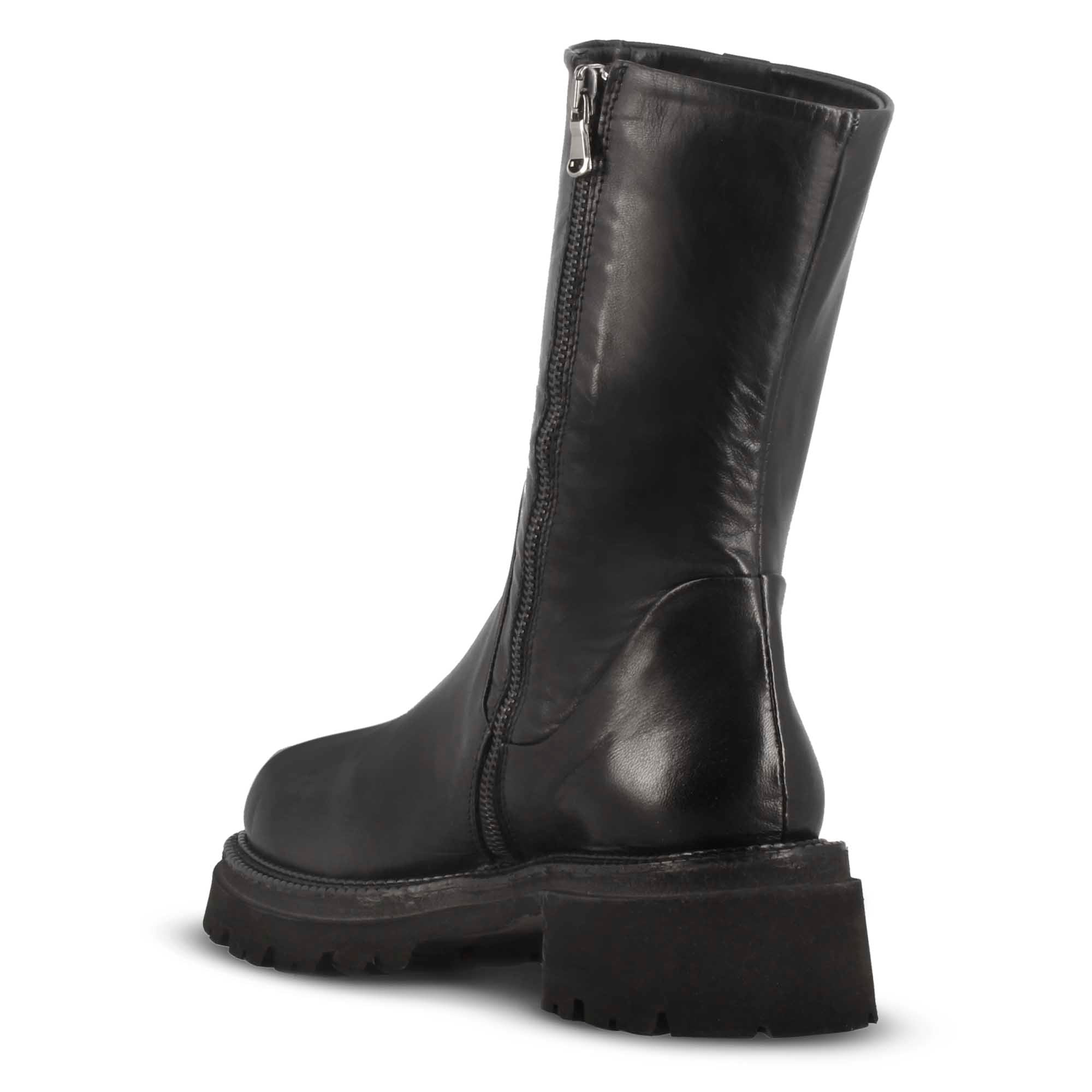 Leonardo Shoes Stivali Donna stivaletto nero vera pelle gomma