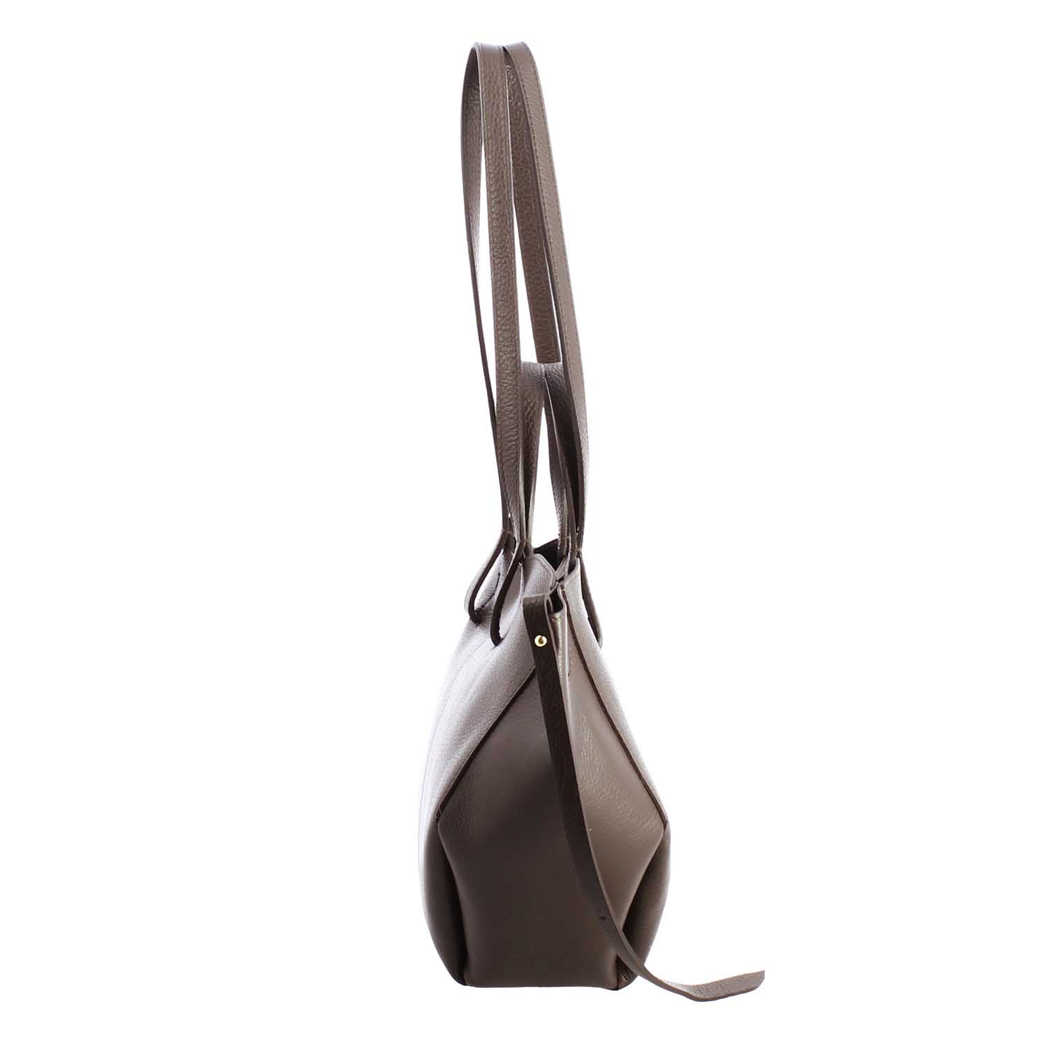Leonardo Majestic L shopper pelle marrone scuro pochette