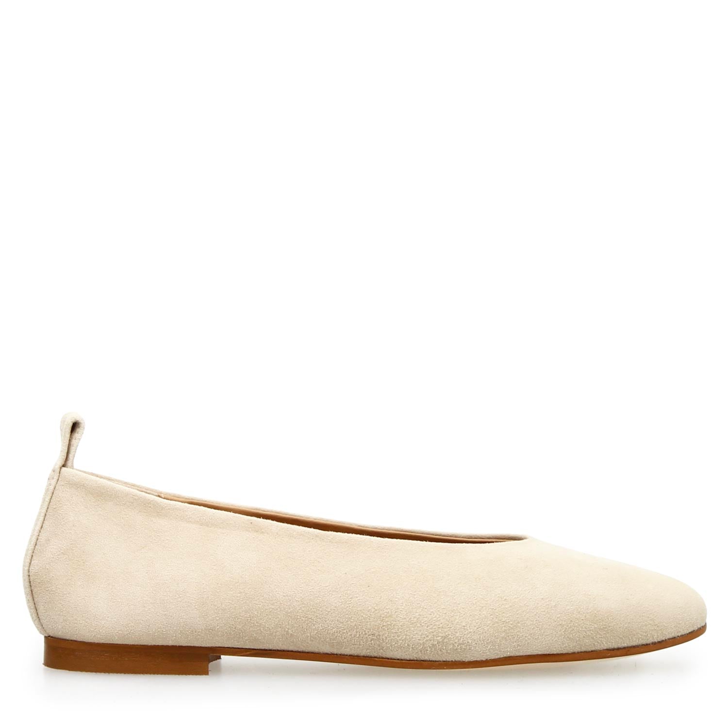 Leonardo Shoes Venere Beige Ballerine Donna Camoscio Punta Quadrata