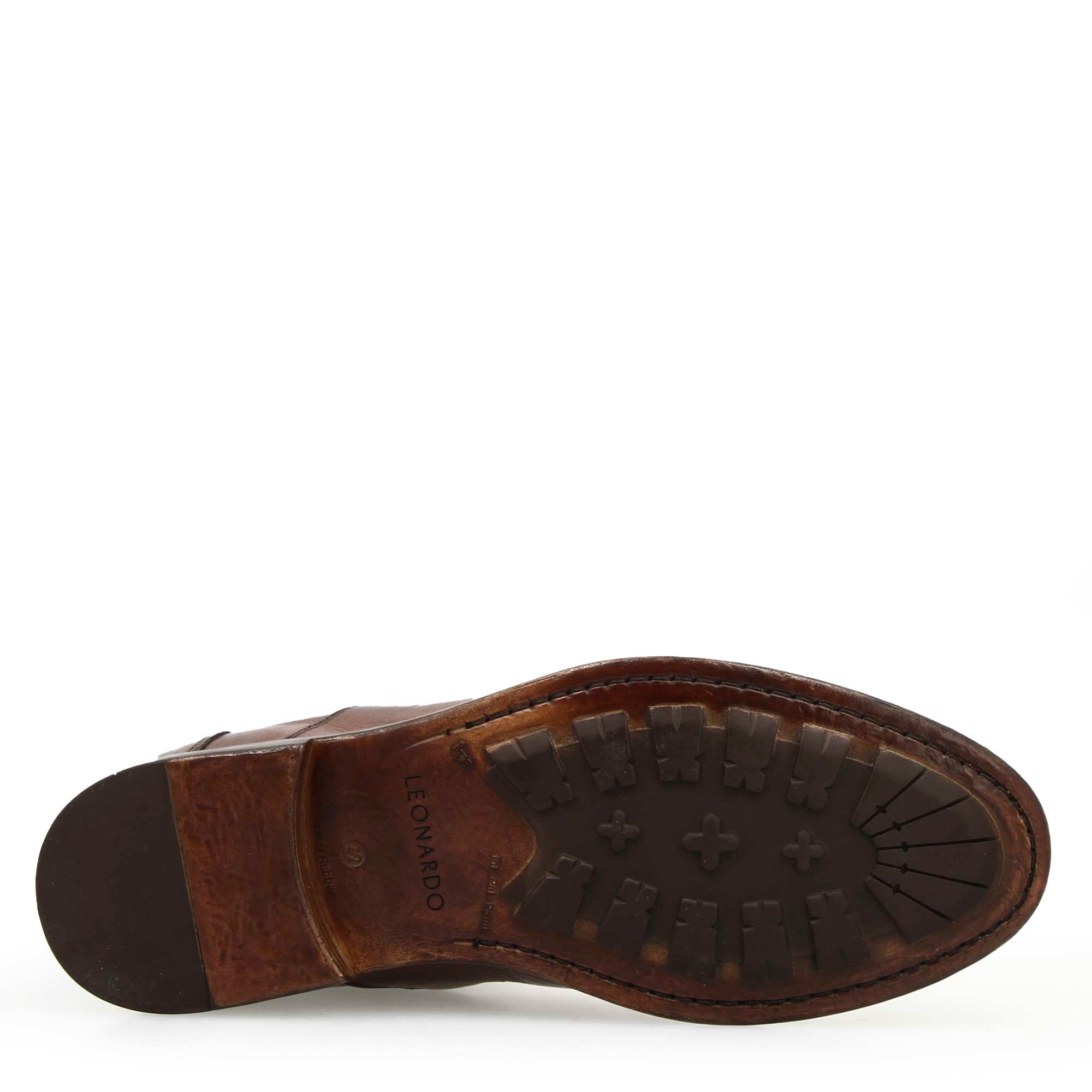 Leonardo Shoes Dante Stivaletti Chelsea Uomo Pelle Marrone Buffalo