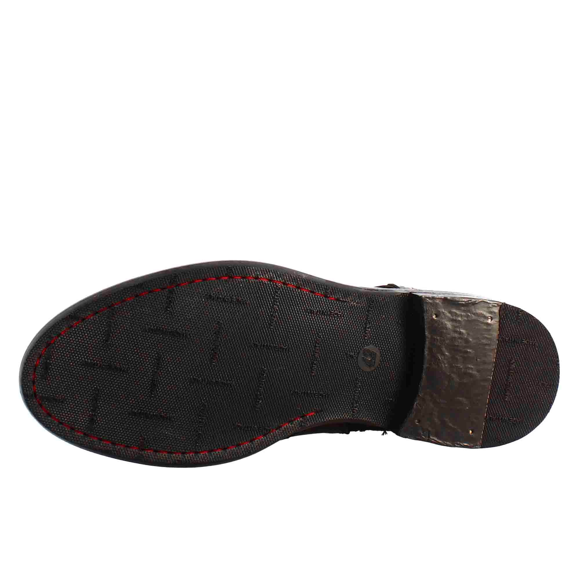 Leonardo Shoes Stivaletti Uomo Anfibi Candy Pelle Nero Brogue