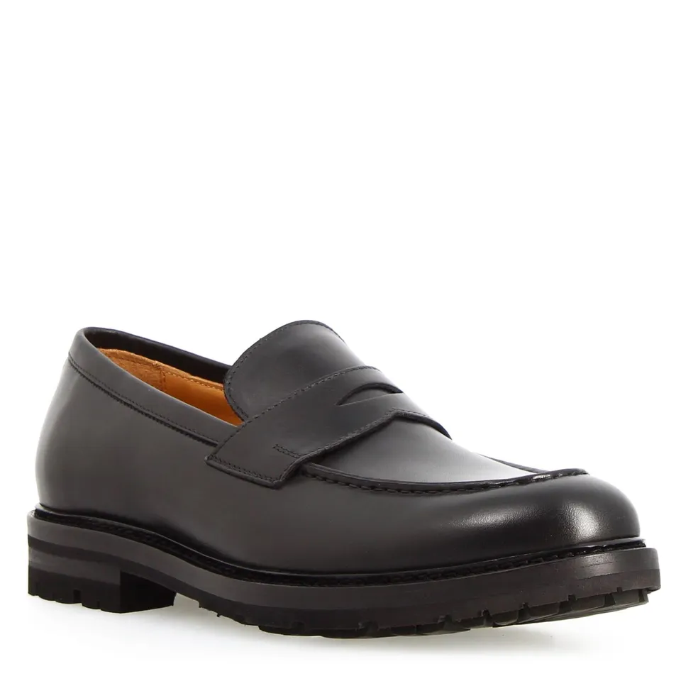 Leonardo Shoes Dioniso Mocassino Uomo Nero Pelle Vegetale