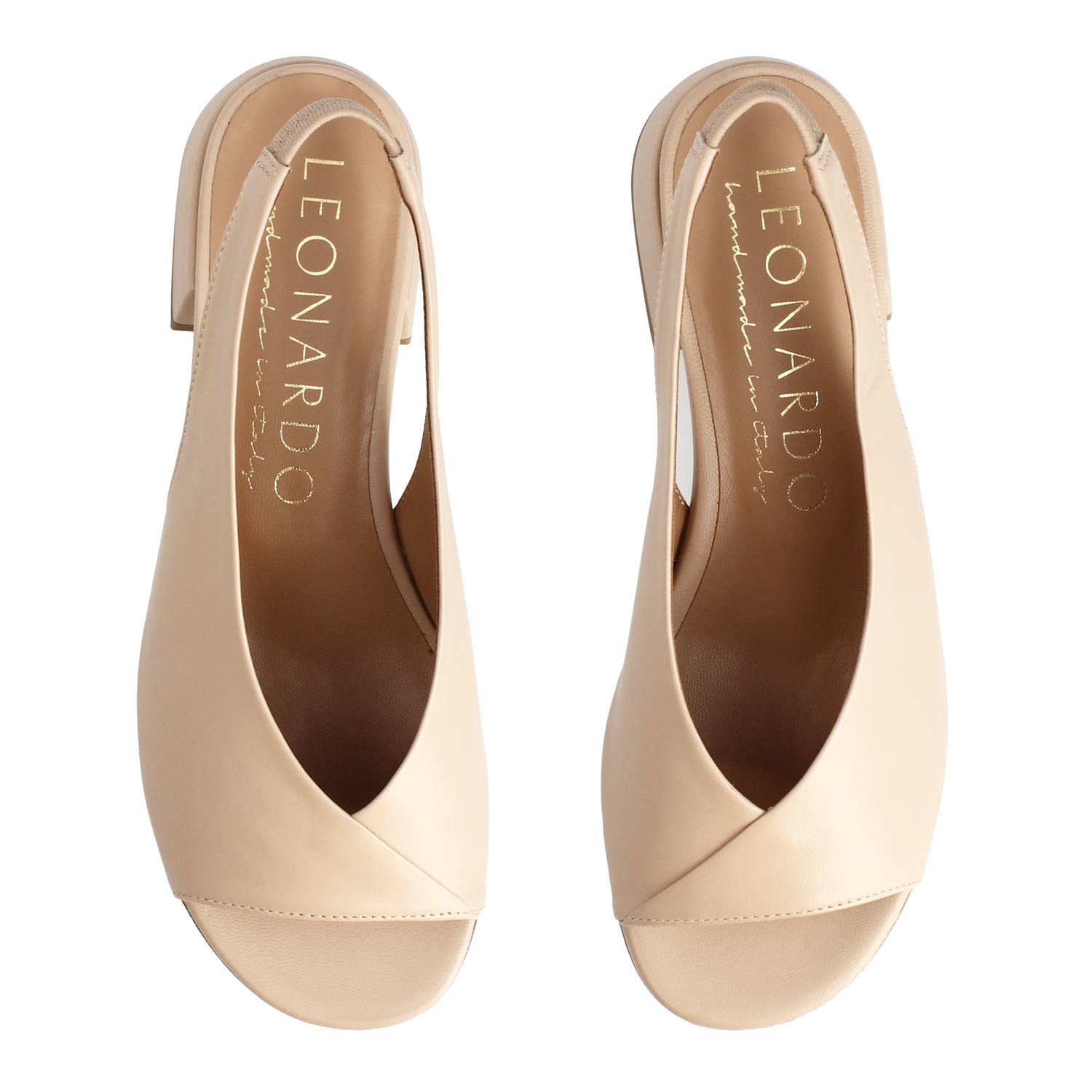 Leonardo Shoes Elettra sandalo donna pelle beige tacco 5 cm