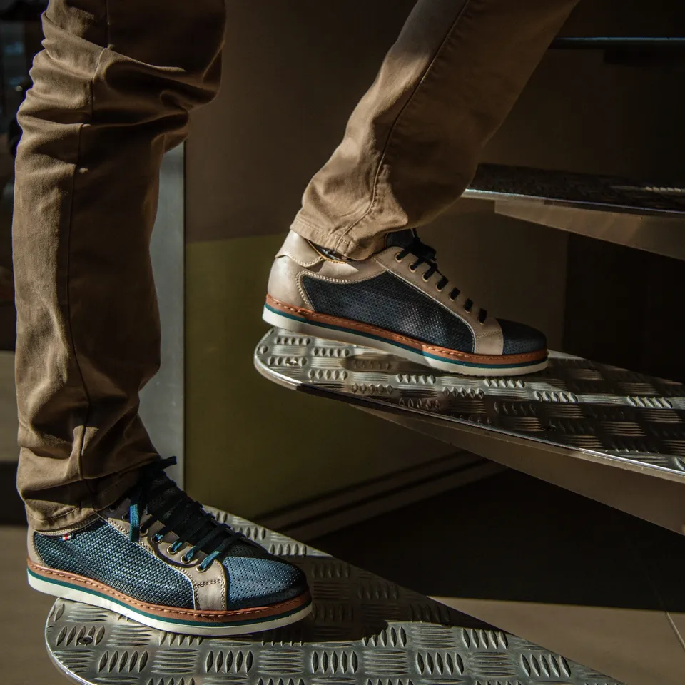 Ton Goût Urban Sneakers uomo pelle vitello blu