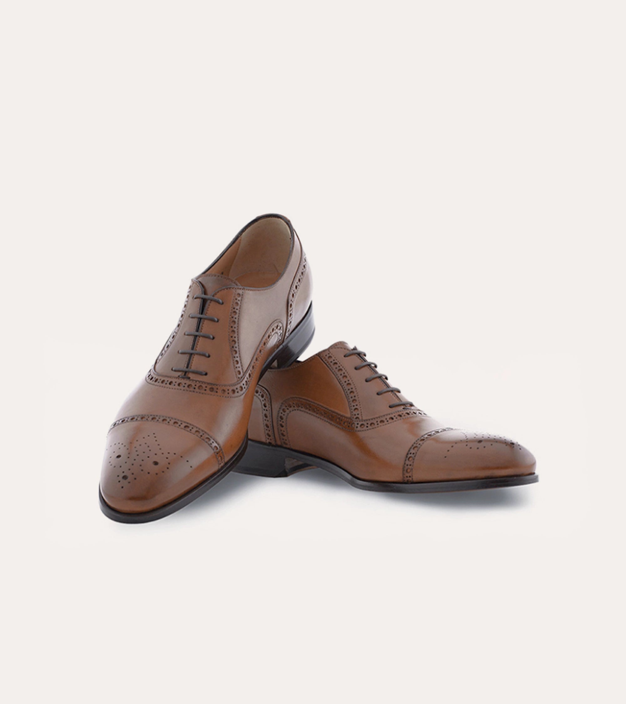 Ace Marks Kendrick Half Brogue Cap Toe Cuoio scarpe uomo
