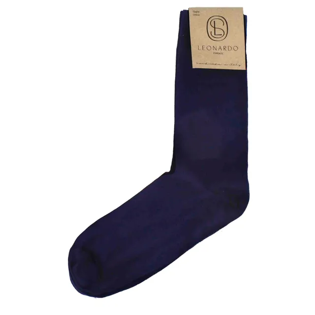 Leonardo Shoes calzini uomo cotone blu tinta unita