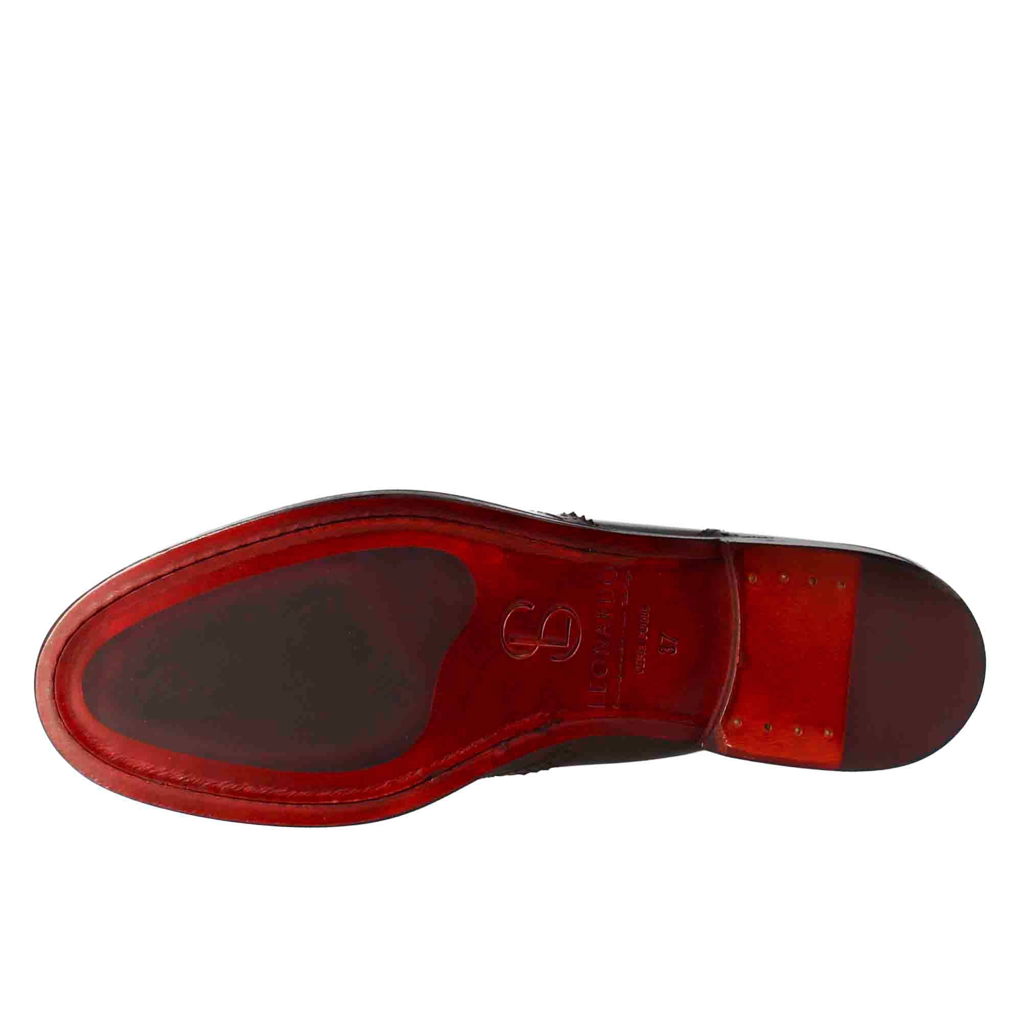 Leonardo Shoes Chelsea Stivaletti Donna Marrone Pelle Brogue