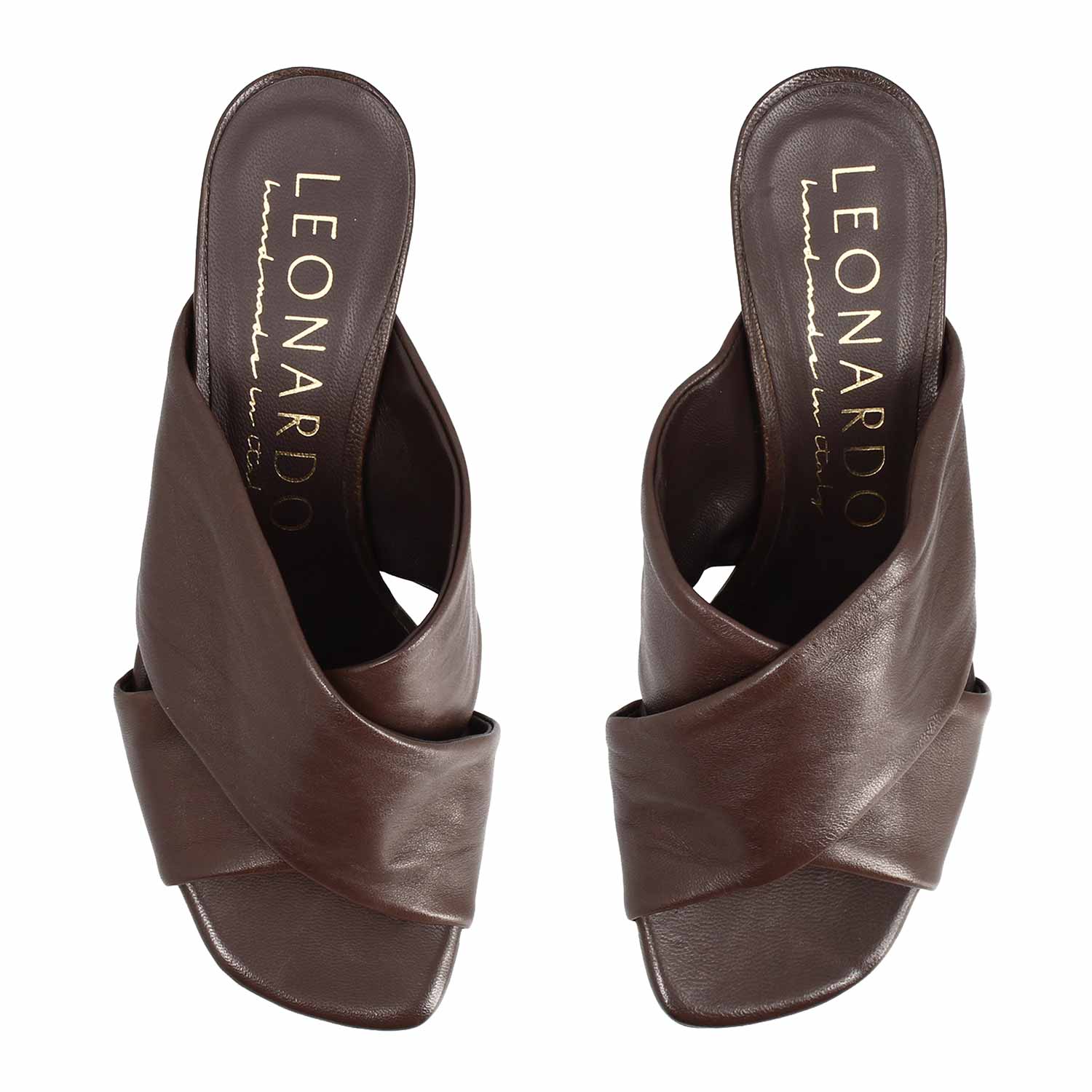 Leonardo Shoes Mules Donna Antiochia Mules Pelle Marrone Scuro