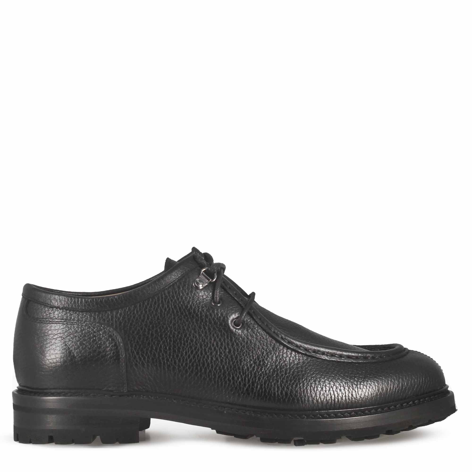 Leonardo Shoes Ingegnere Stringate Uomo Pelle Nero Allacciate