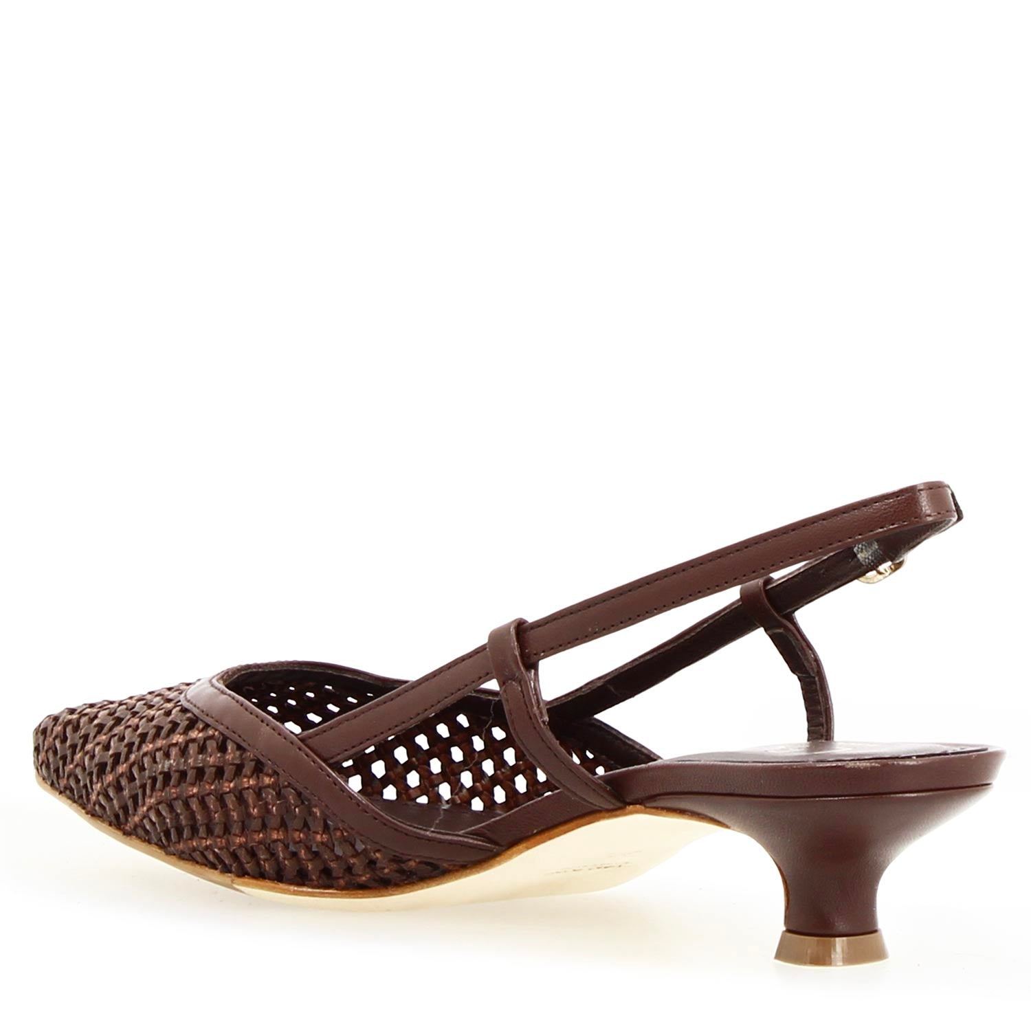 Leonardo Shoes Aminta Sandalo Slingback Moro Pelle