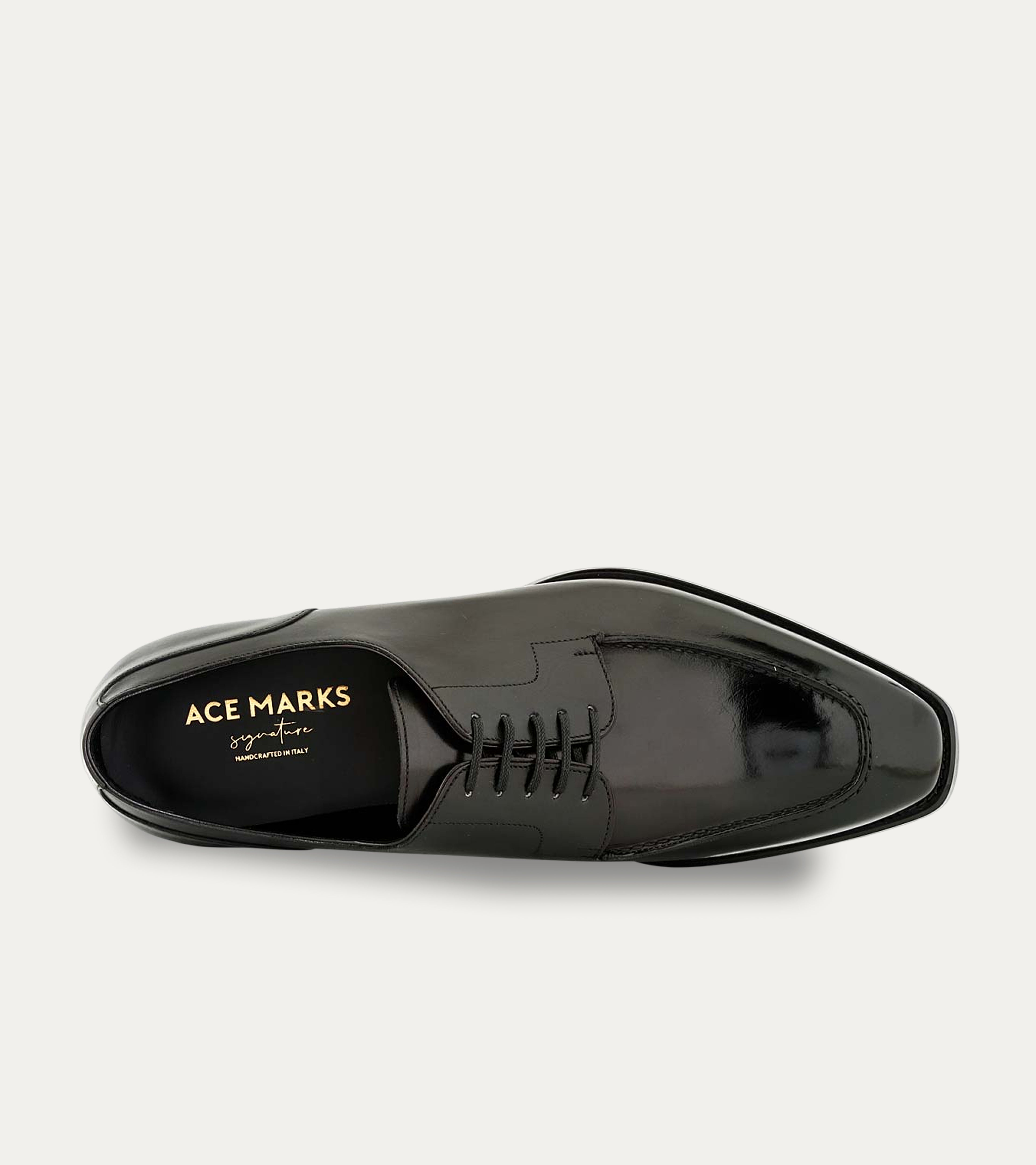 Ace Marks Michael Stitch Toe Blucher scarpe derby nere pelle