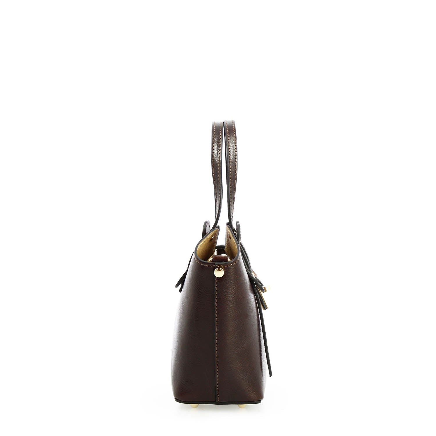 Leonardo Shoes Borse Donna Lisa marrone scuro secchiello pelle