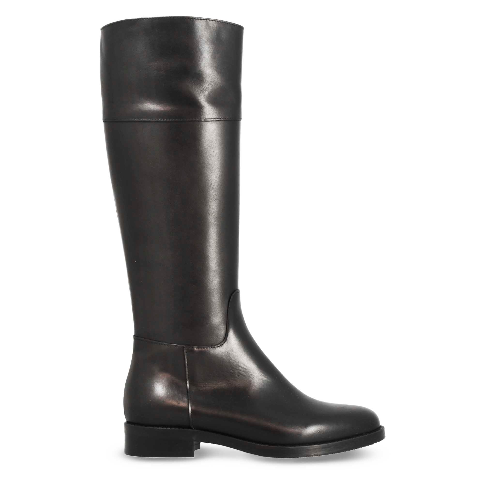 Leonardo Shoes Palatina stivale donna pelle nero ginocchio