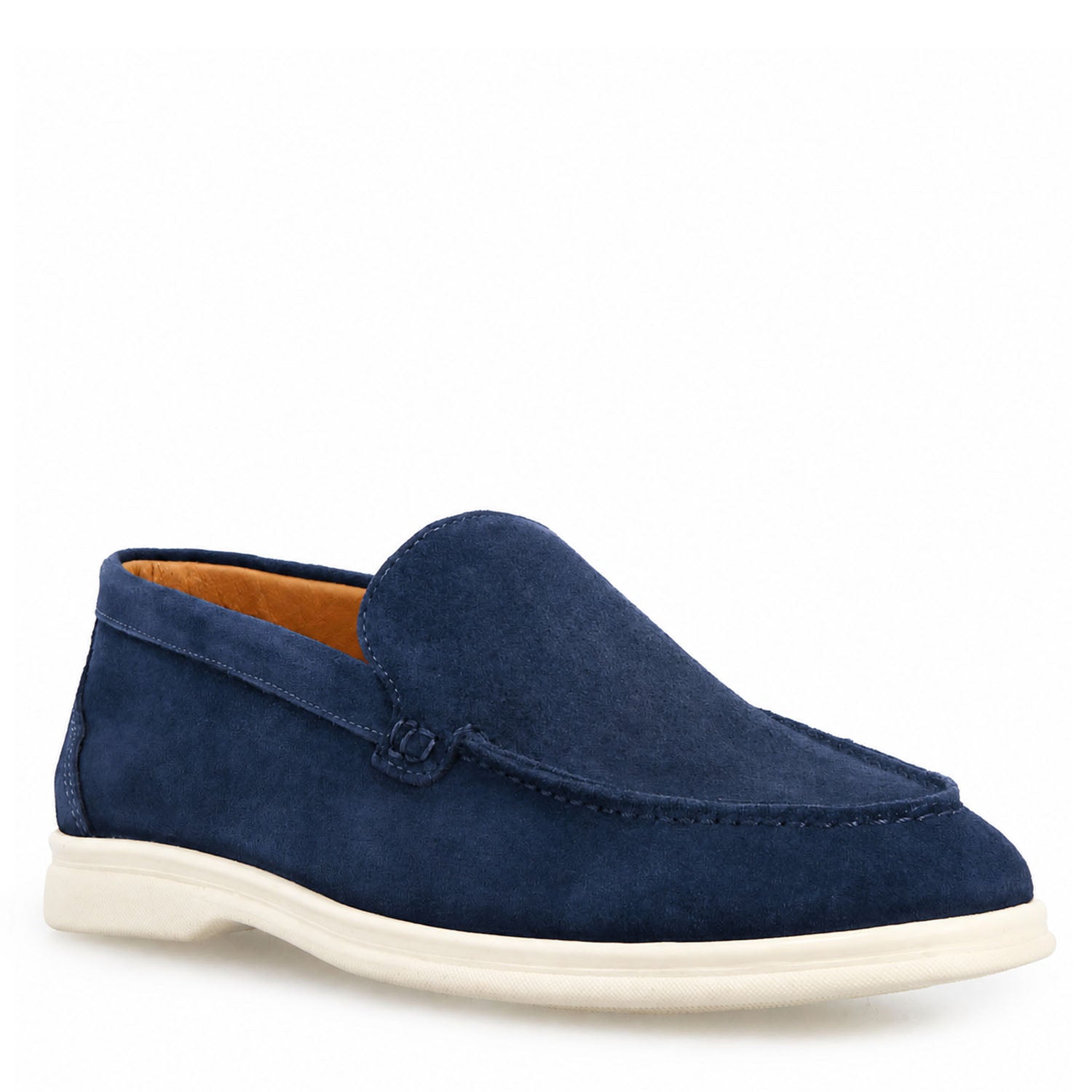 Leonardo Shoes Elite Blu mocassini uomo camoscio blu navy