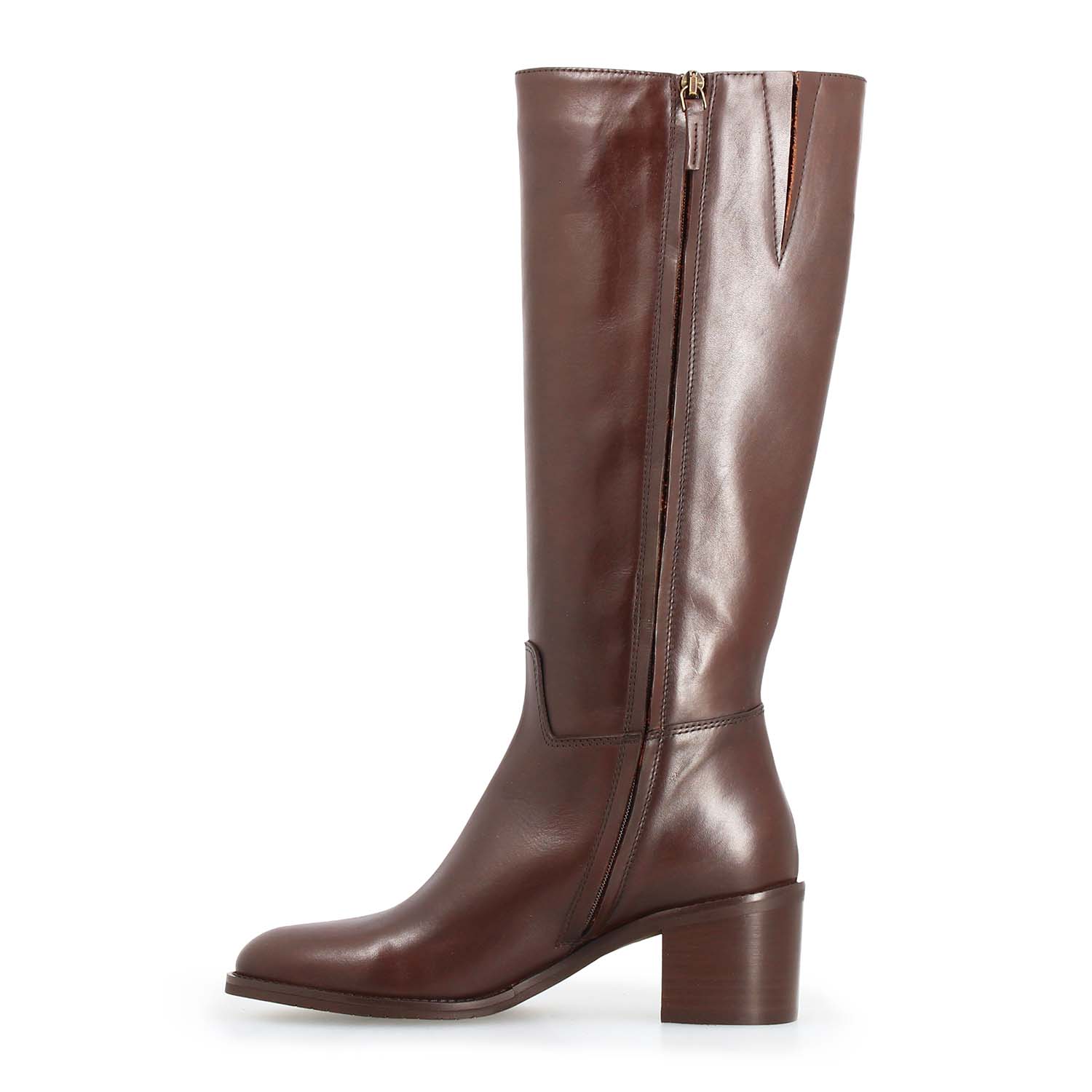 Leonardo Shoes Messala stivali donna pelle marrone tacco 6 cm