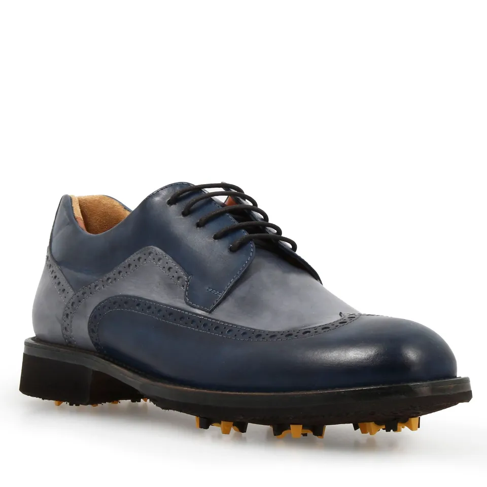 Leonardo Shoes Golf Scarpe da Golf Blu Pieno Fiore