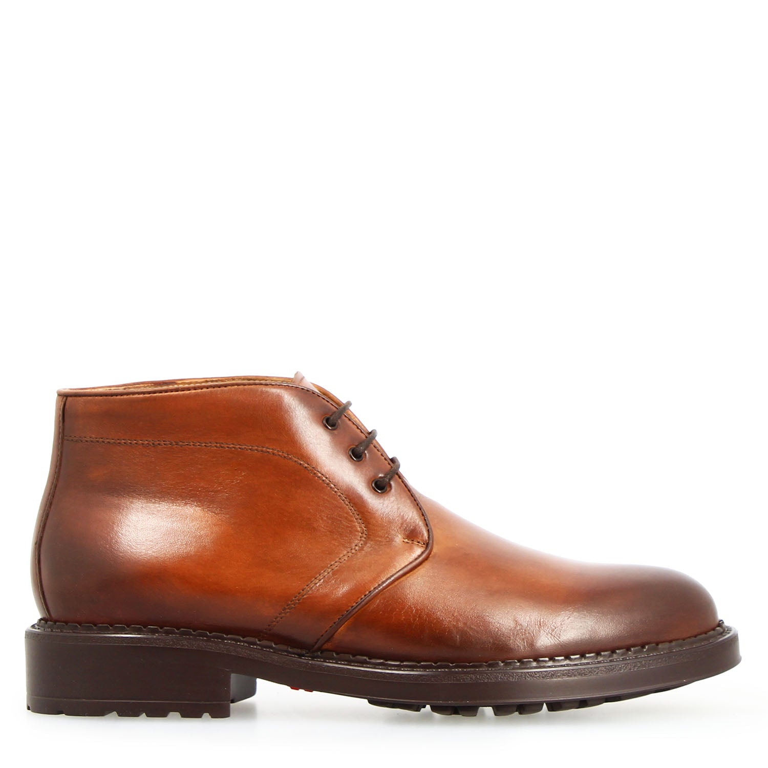 Leonardo Shoes Bacco Stivaletti Uomo Pelle Marrone Cognac