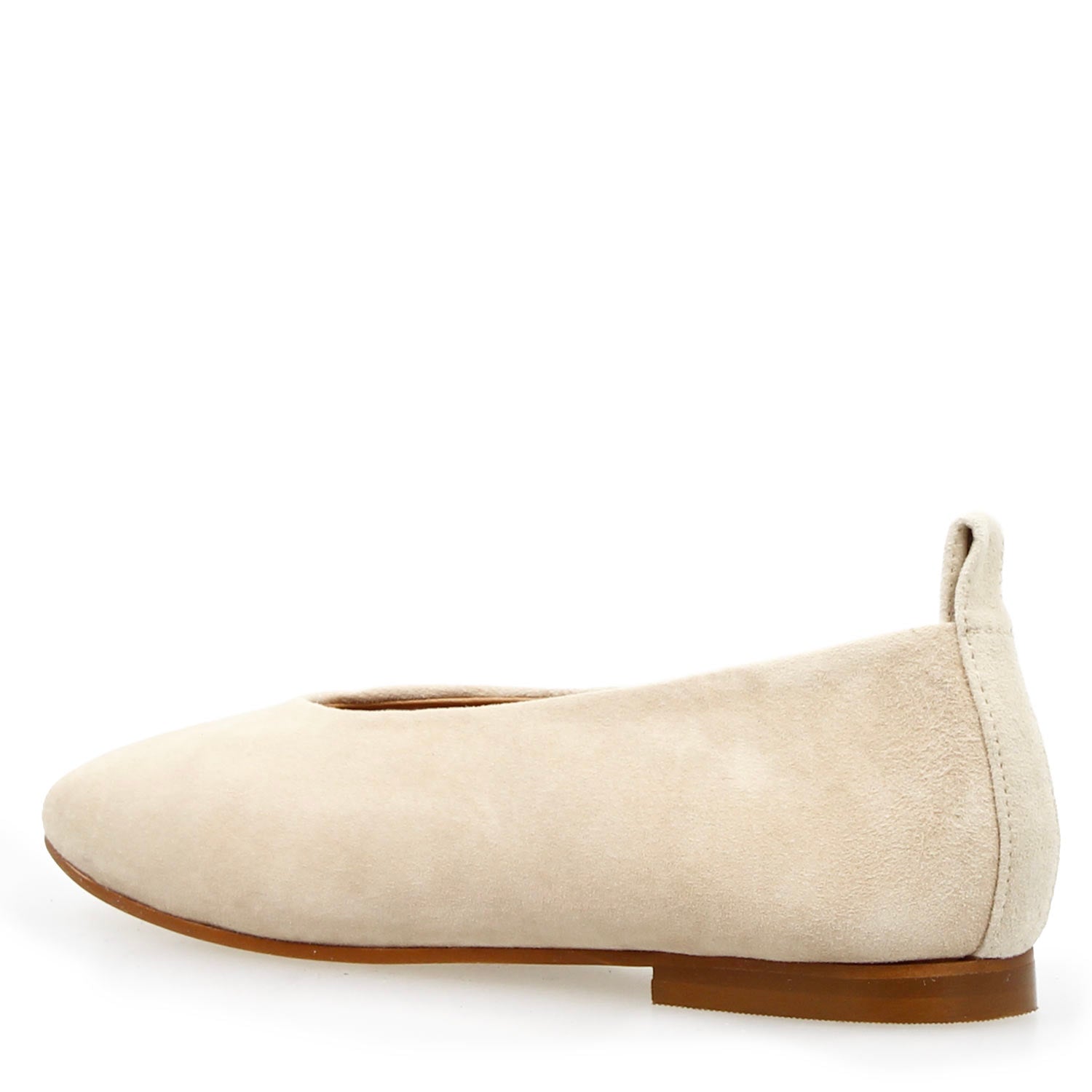 Leonardo Shoes Venere Beige Ballerine Donna Camoscio Punta Quadrata