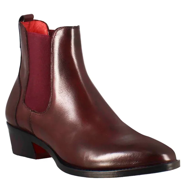 Leonardo Shoes Stivali Donna bordeaux chelsea pelle