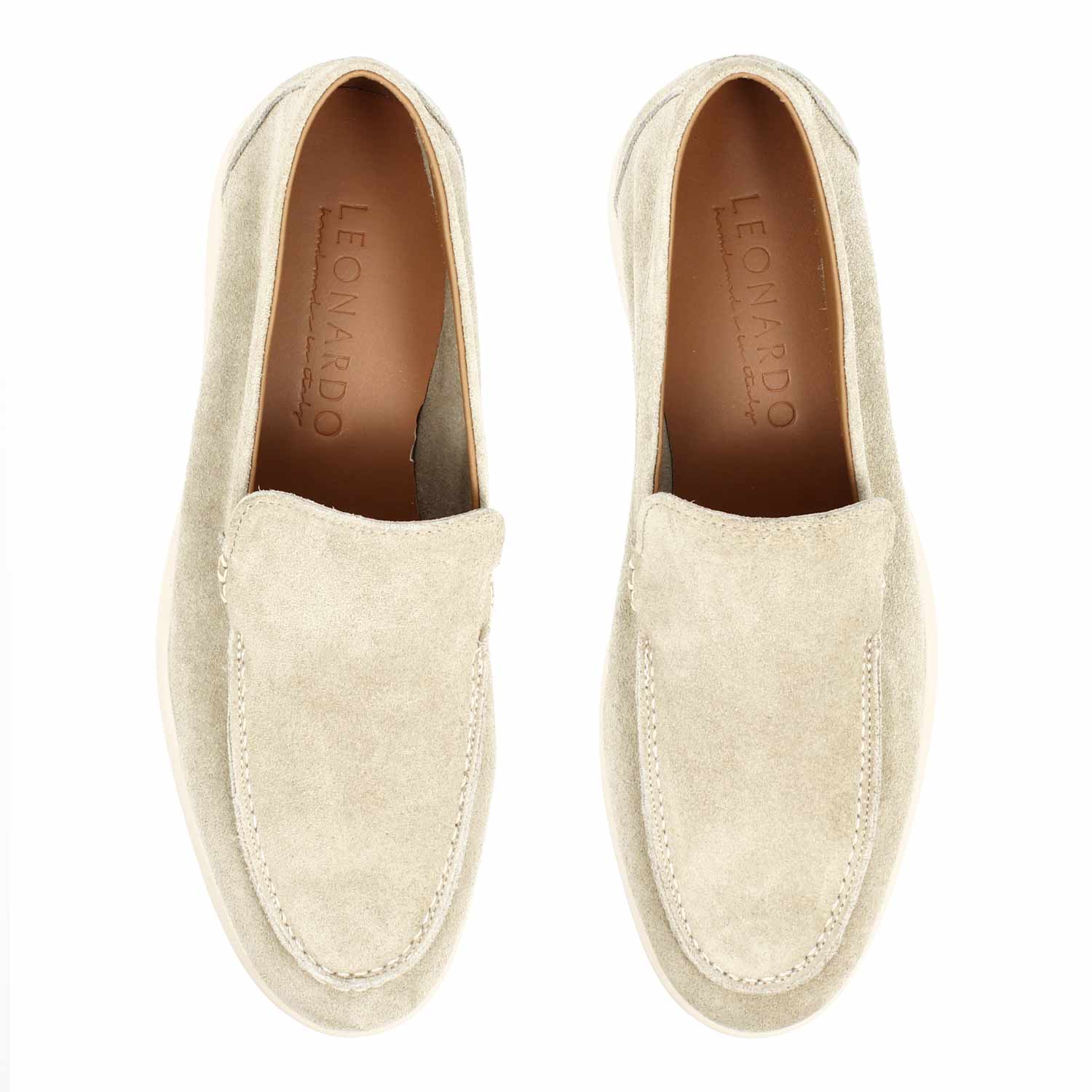 Leonardo Shoes Elite mocassino camoscio beige sabbia