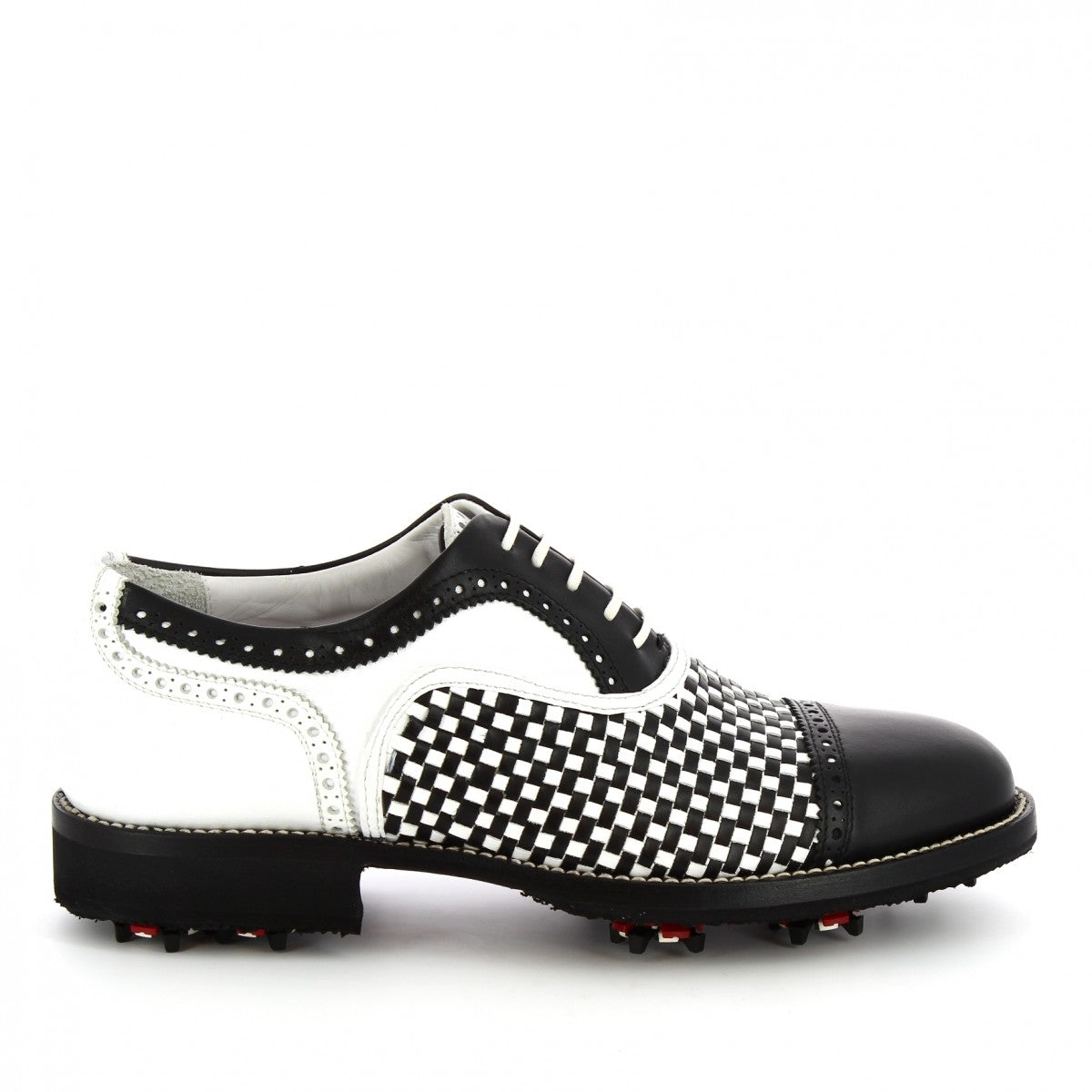 Leonardo Shoes Golf scarpe da golf pelle intrecciata nero 43