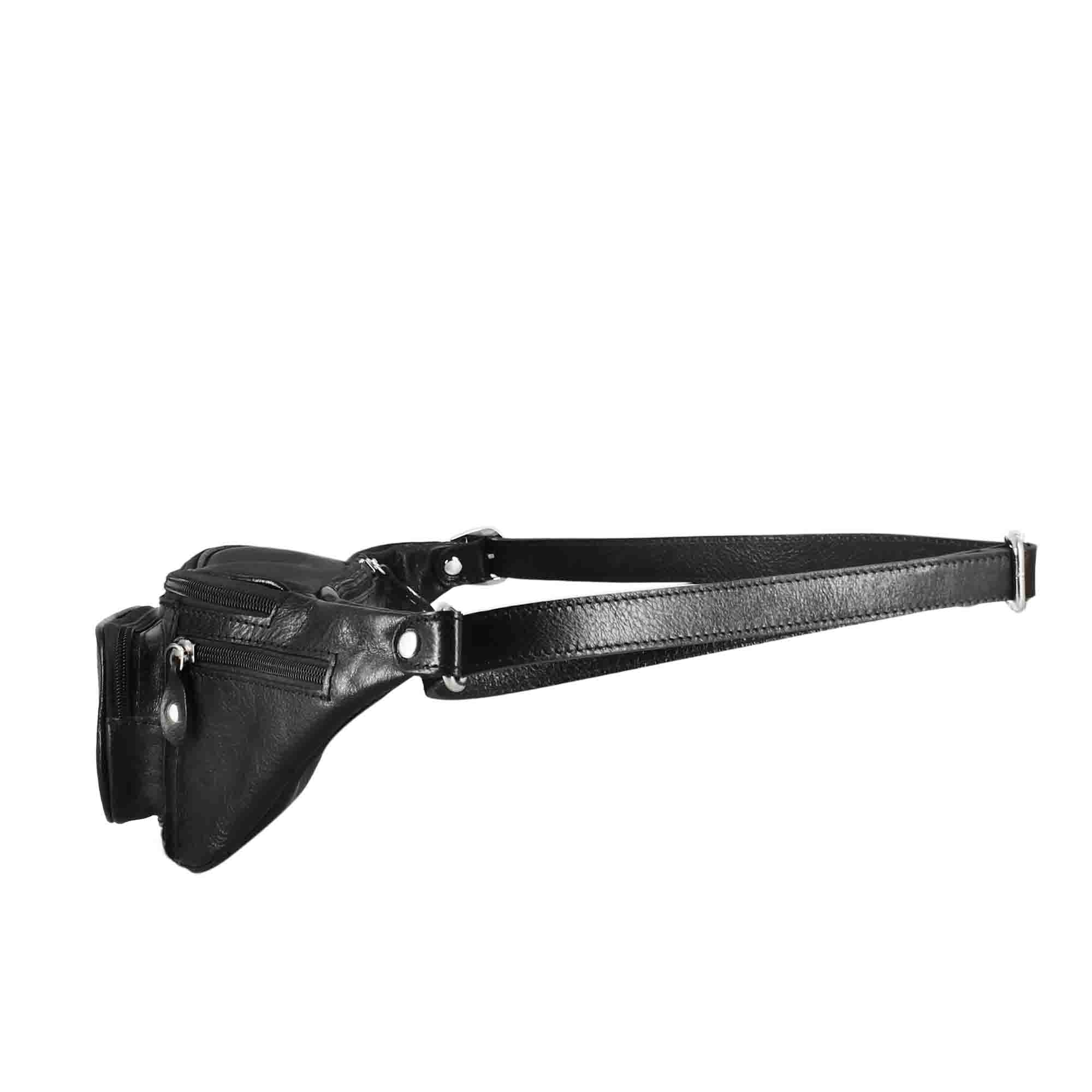 Leonardo Shoes Marsupio Uomo Pelle Nero Multitasche Classico