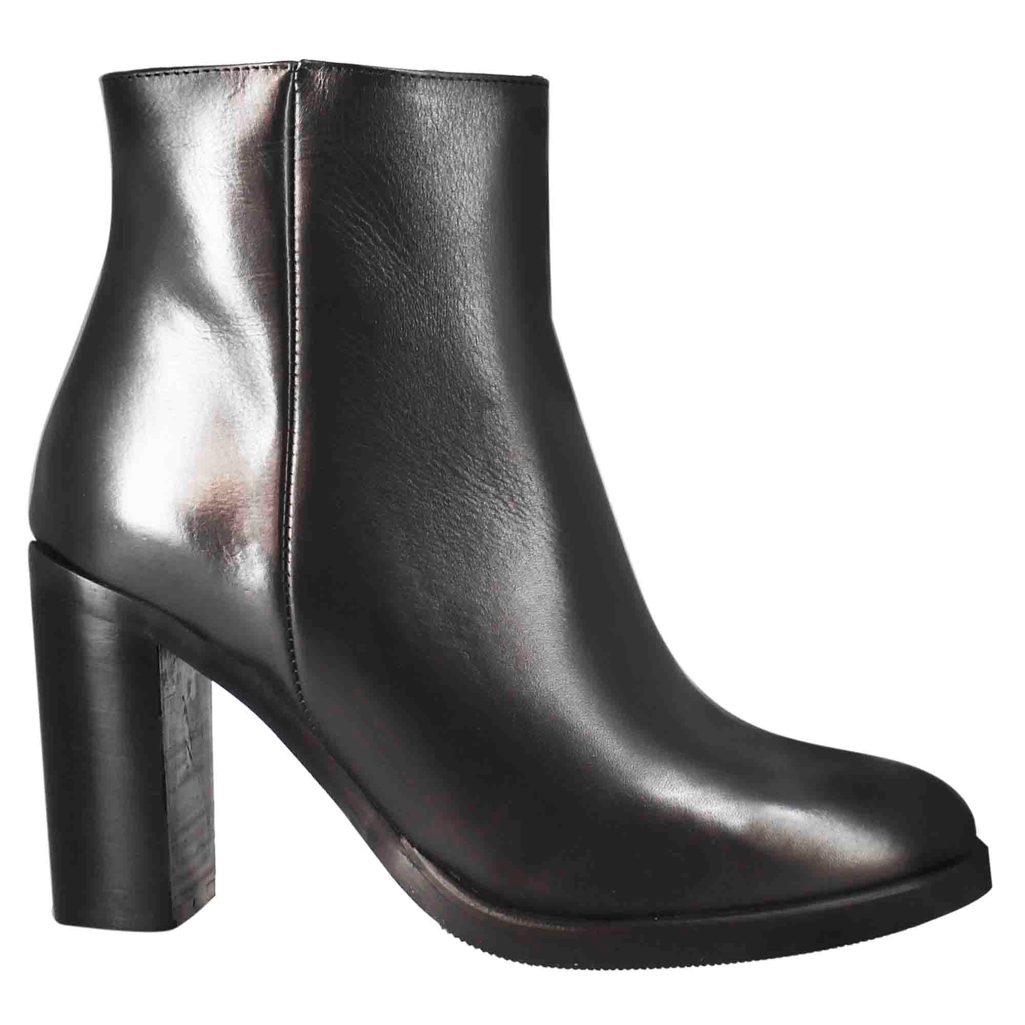 Leonardo Shoes stivaletti donna pelle nero tacco alto 9 cm