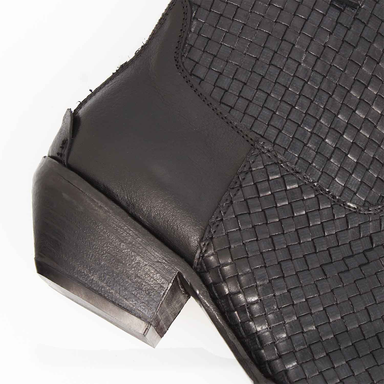 Leonardo Shoes Velvet Int stivaletti donna nero texano intrecciato