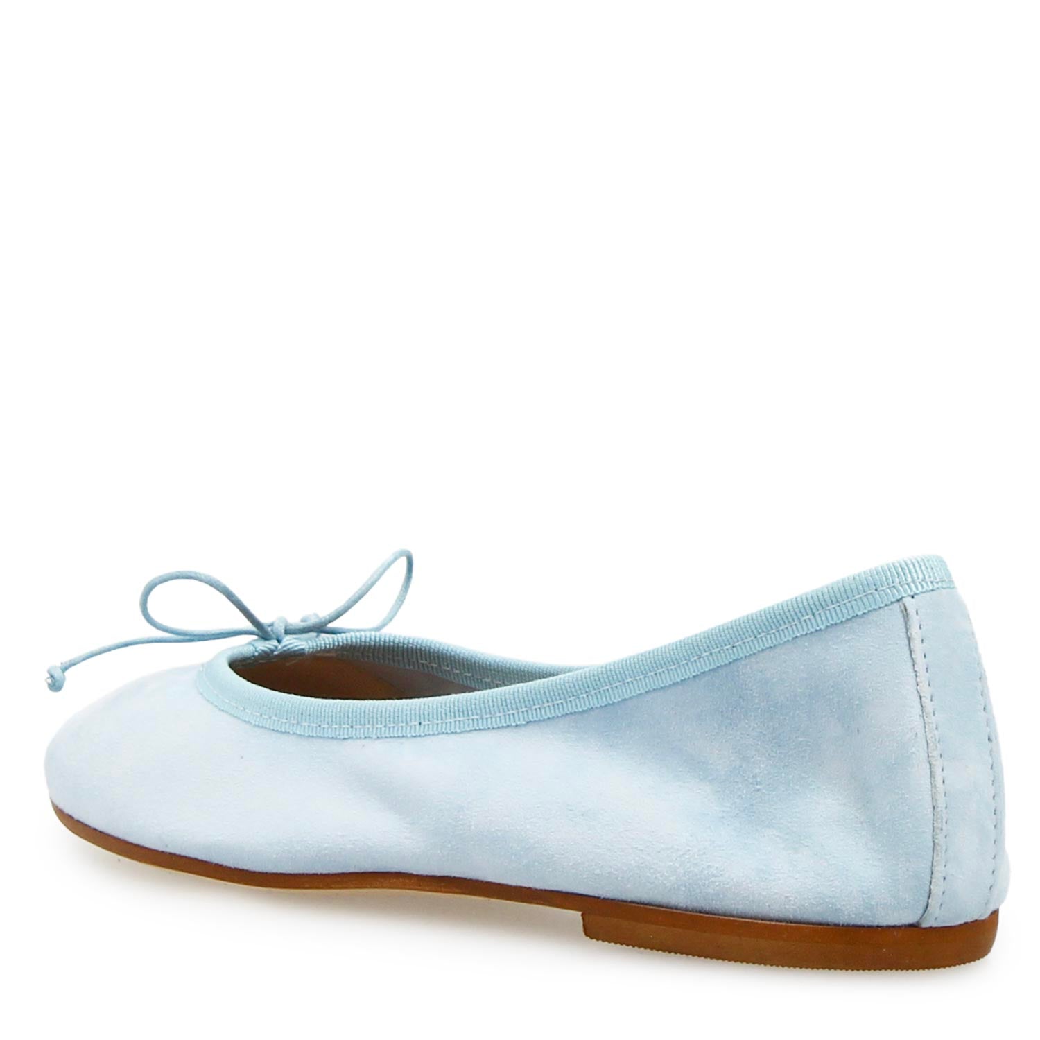 Leonardo Shoes Fiocco ballerine donna camoscio celeste tacco 1cm