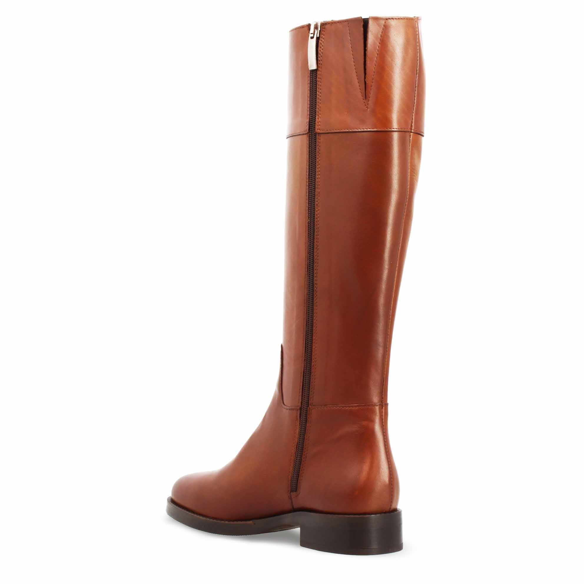 Leonardo Shoes Palatina Stivali Donna Pelle Marrone