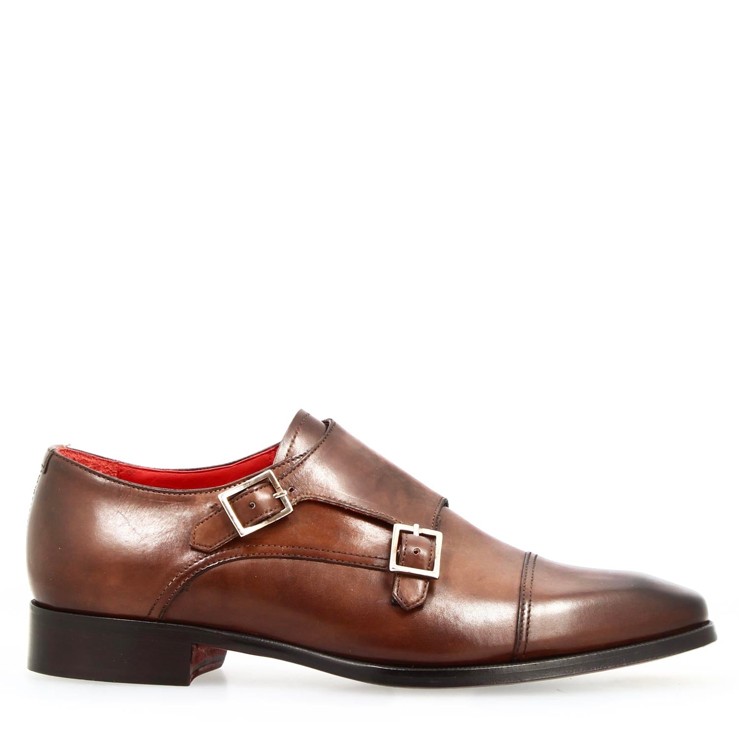 Leonardo Shoes Achille Marrone francesine uomo doppia fibbia