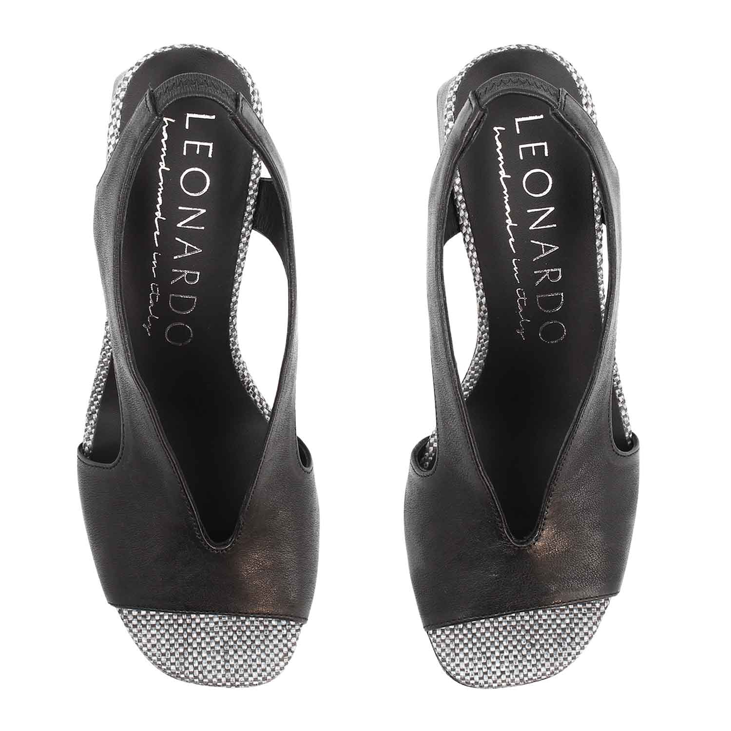 Leonardo Shoes Flavia Sandalo nappa nera tacco 7 cm