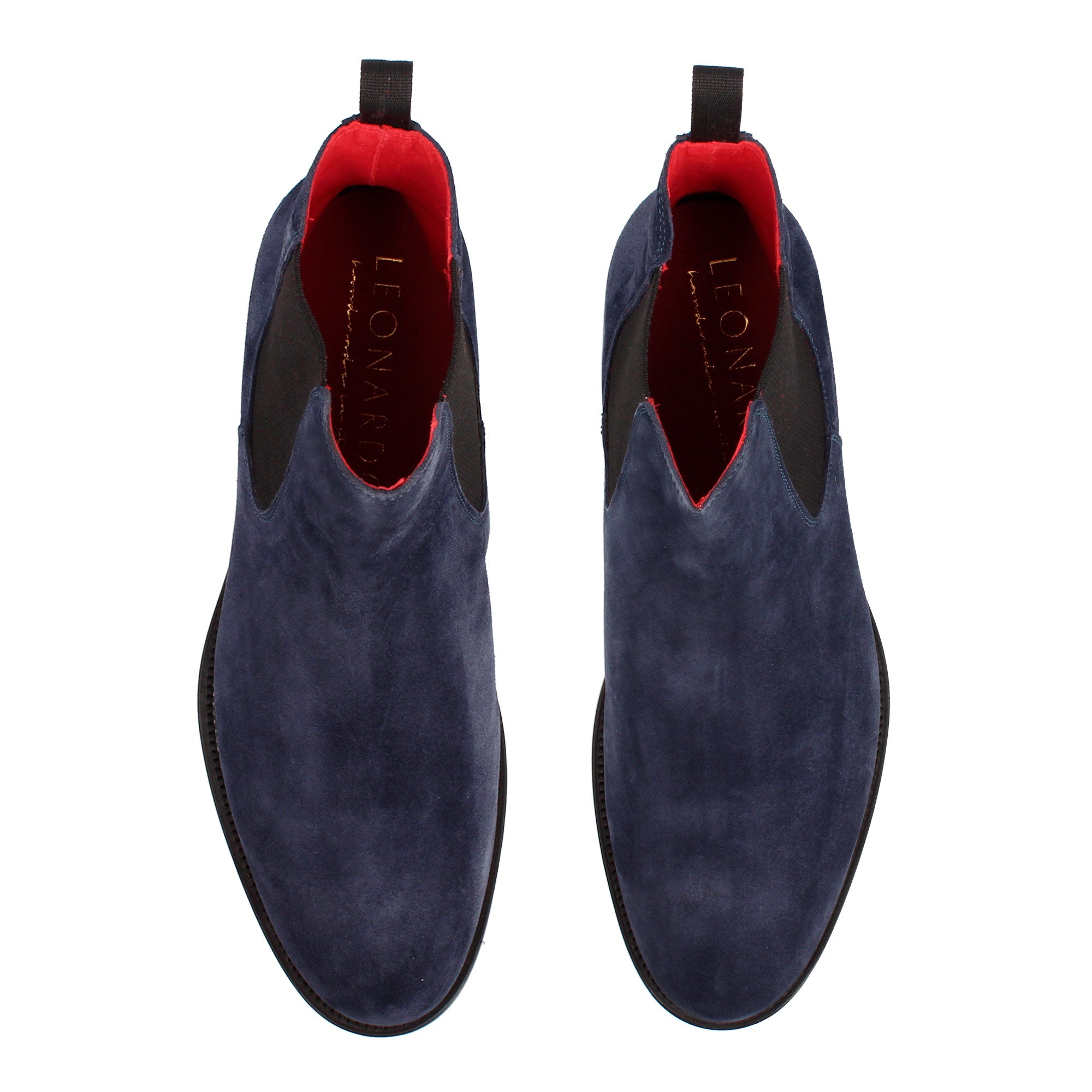 Leonardo Shoes Stivaletti Uomo Chelsea Camoscio Blu