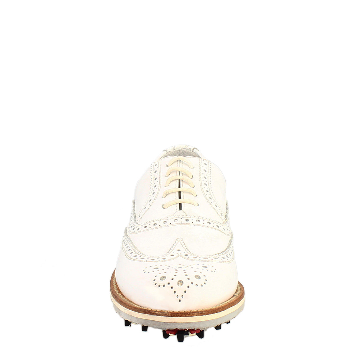 Leonardo Golf brogues scarpe pelle bianca traforata