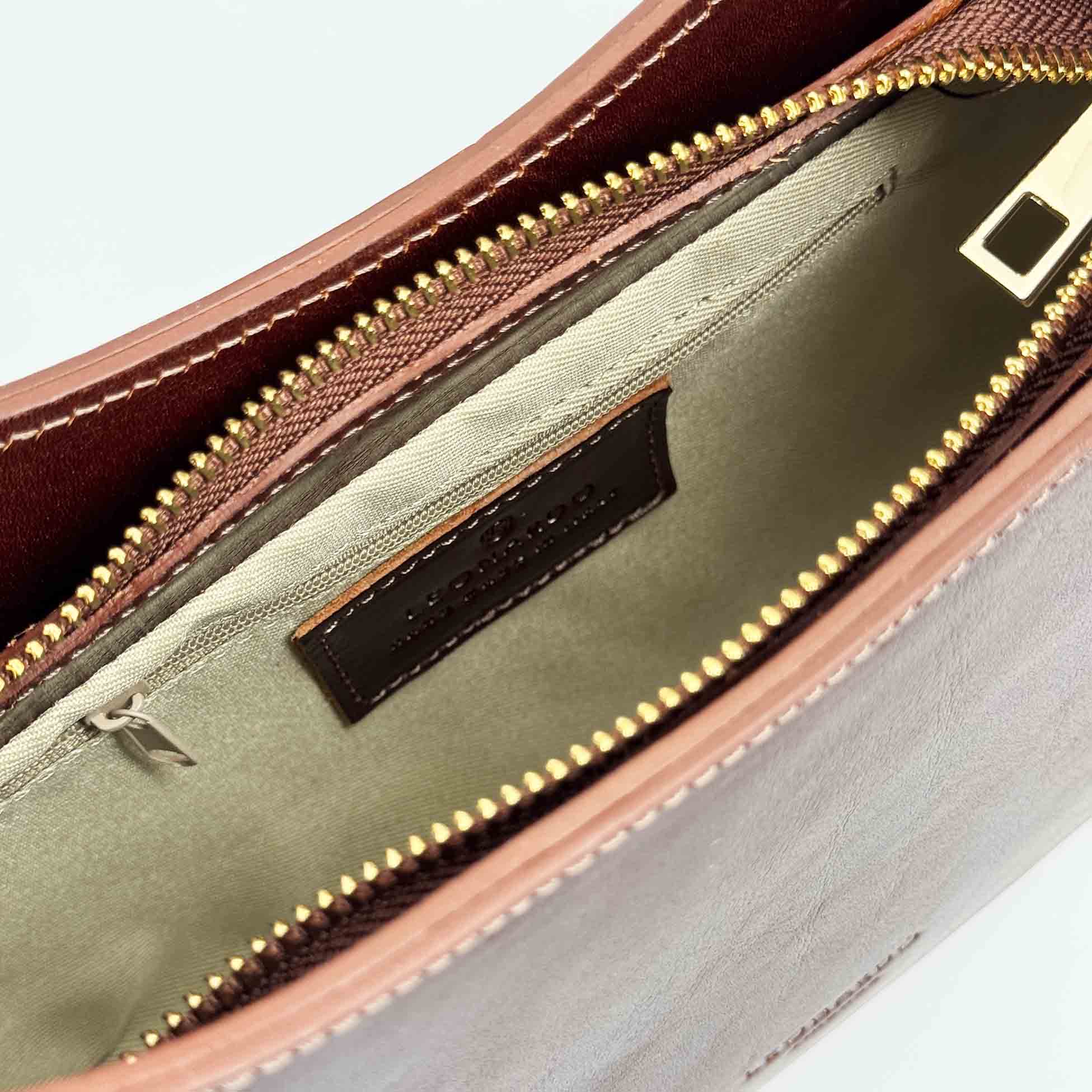 Leonardo Shoes Isotta M Borsa Donna Pelle Marrone Mezzaluna