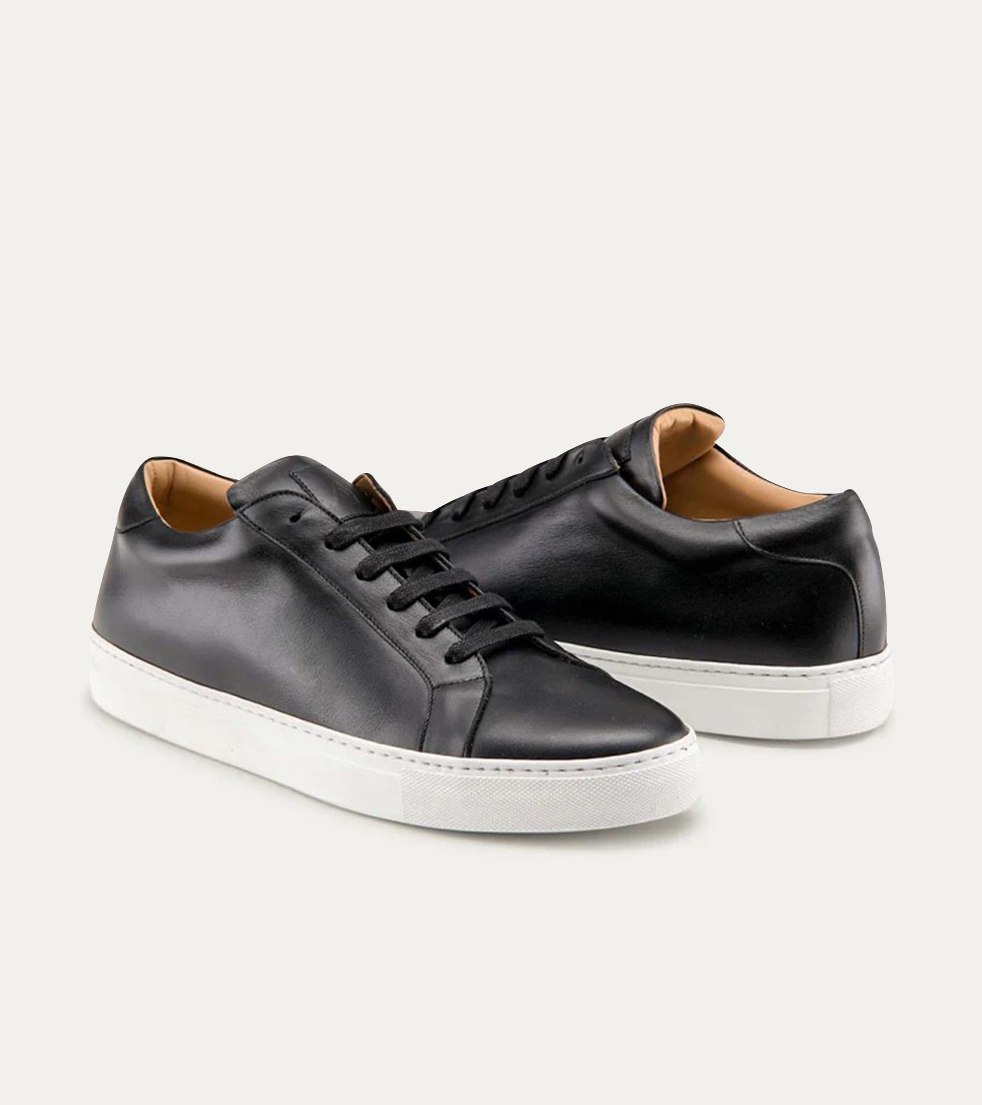 Ace Marks Duke sneakers uomo nere pelle suola bianca