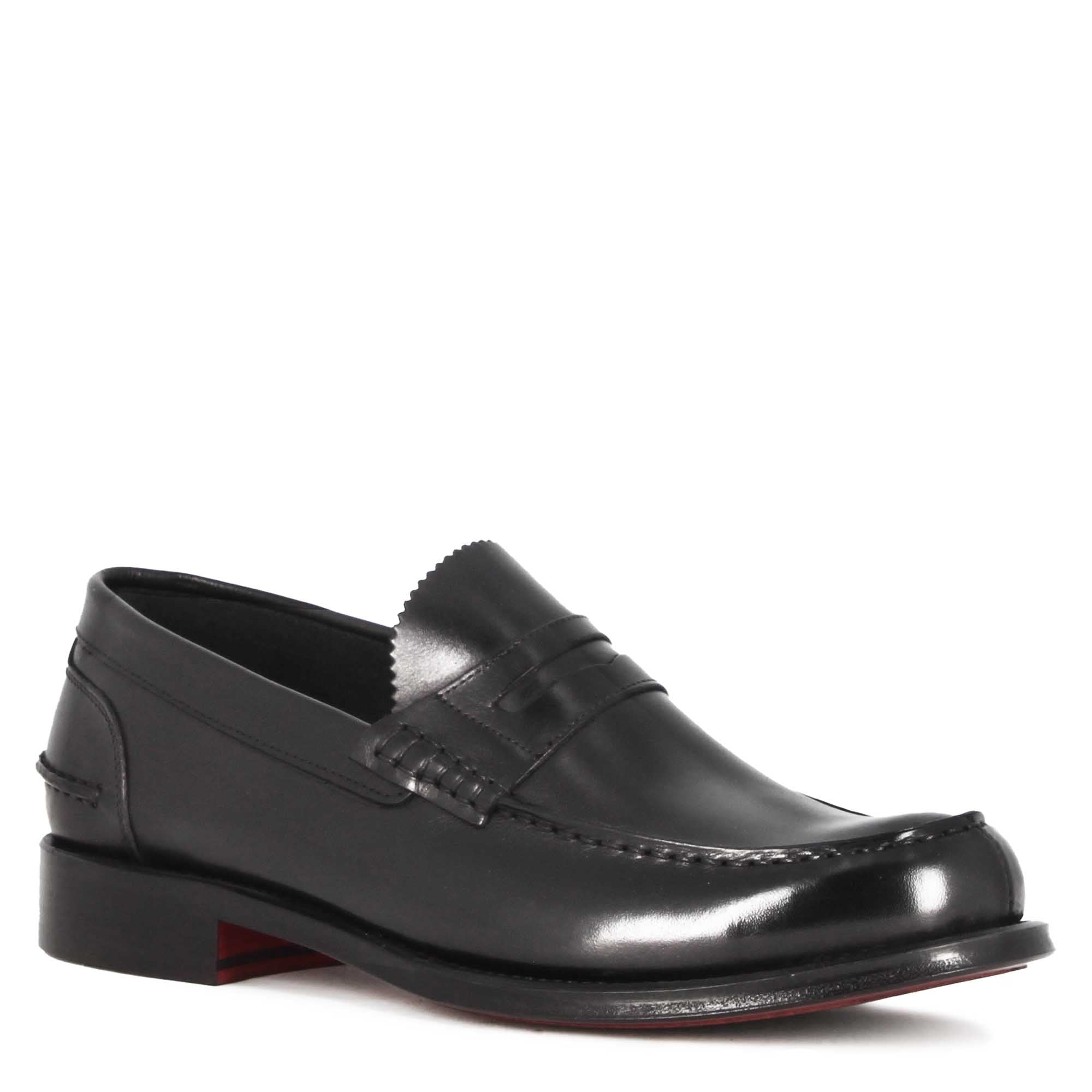 Leonardo Shoes College mocassino uomo pelle nero leone