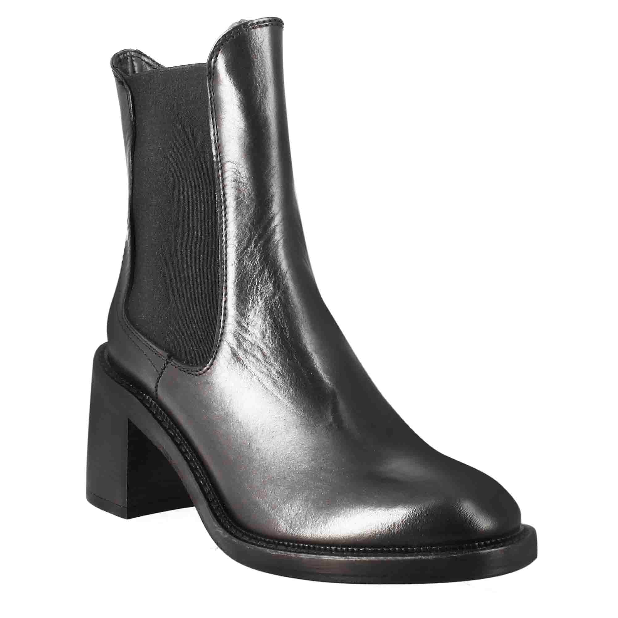Leonardo Shoes Diver Chelsea Stivaletti Donna Pelle Nero