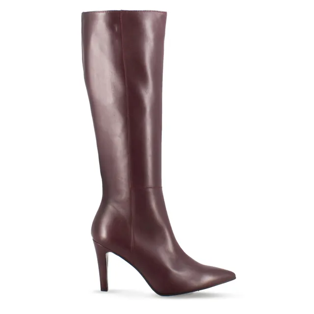 Leonardo Shoes stivale donna pelle bordeaux a punta