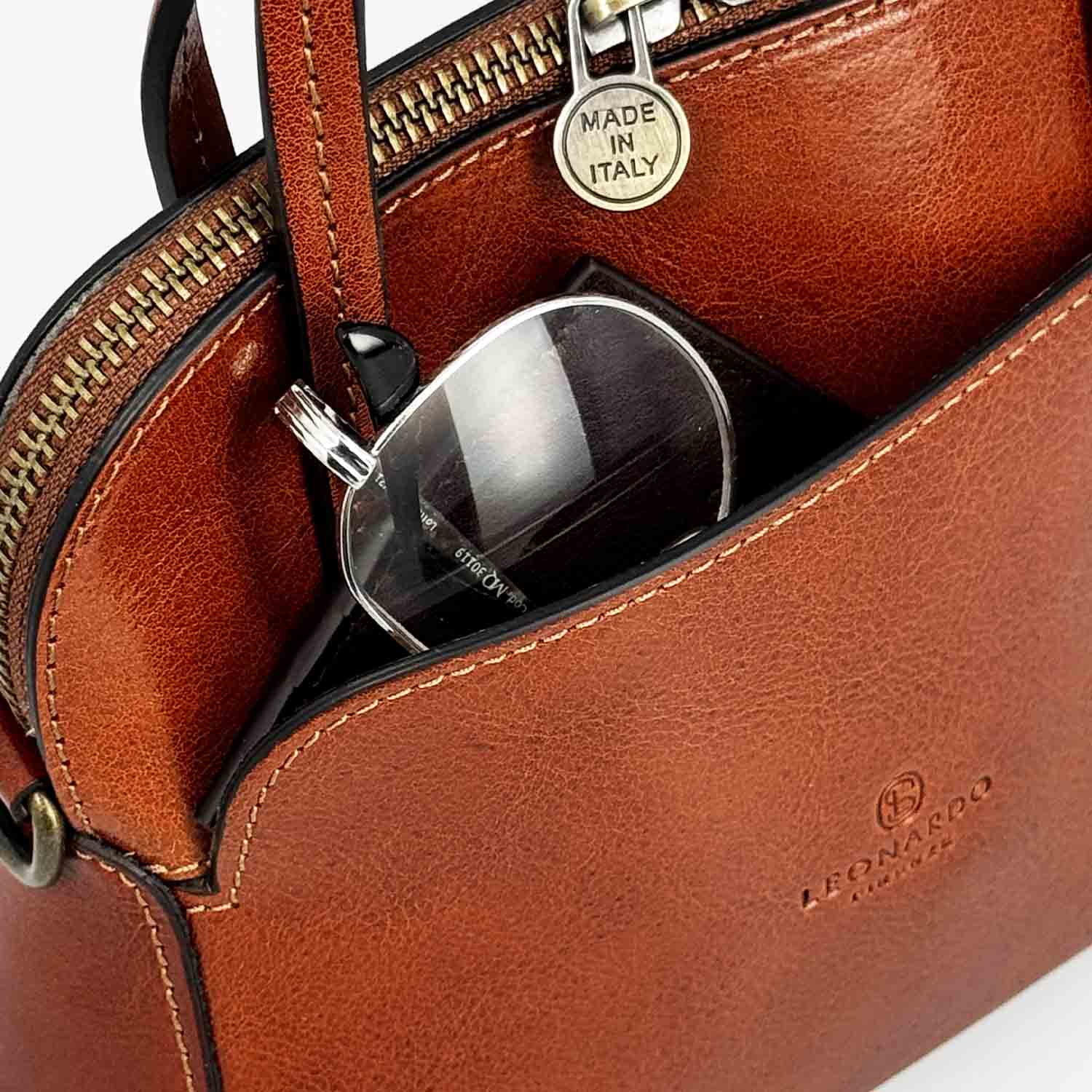 Leonardo Shoes Livia Borsa Donna Pelle Arancione Cupola 2in1