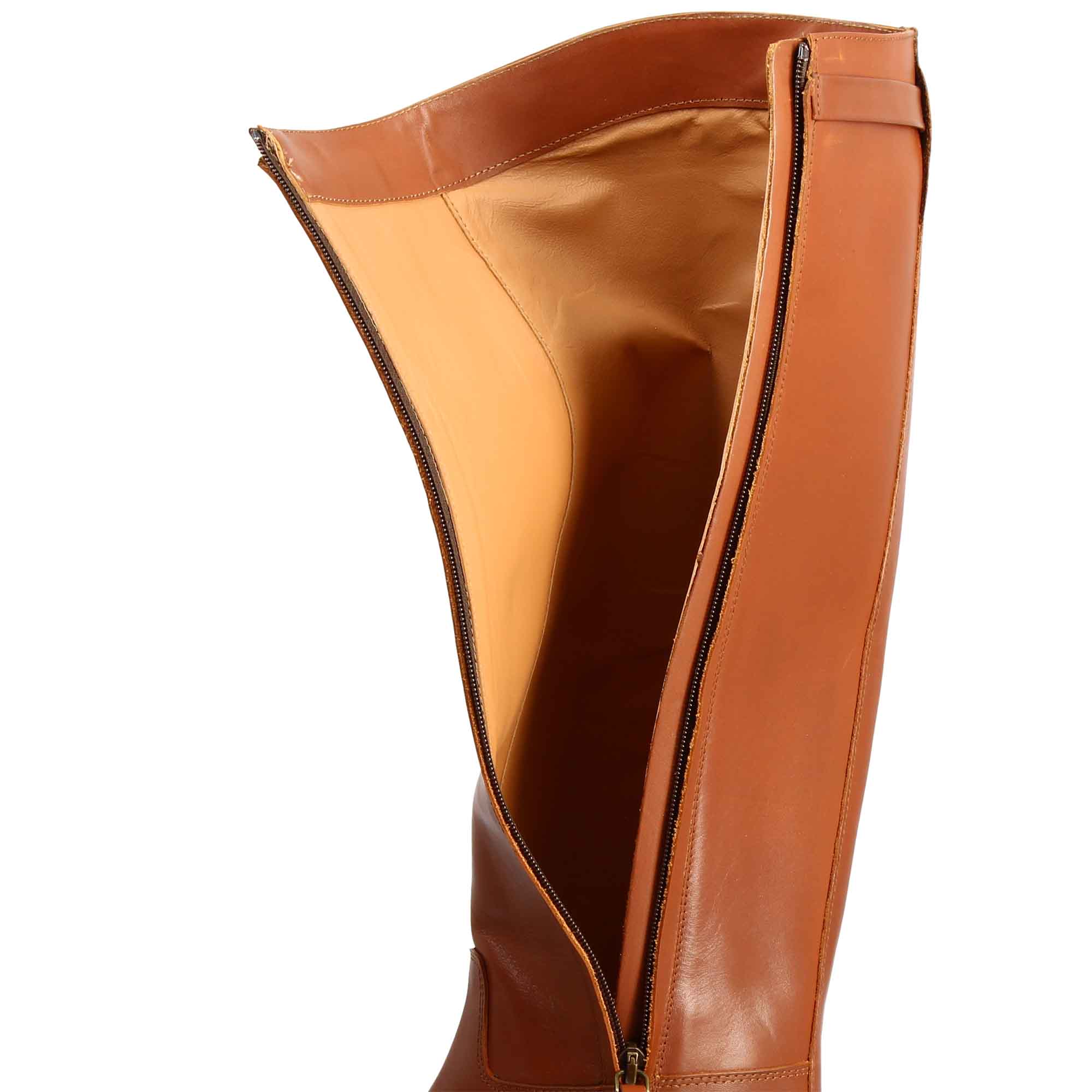 Leonardo Shoes Caracalla Stivale Donna Pelle Marrone Fibbia