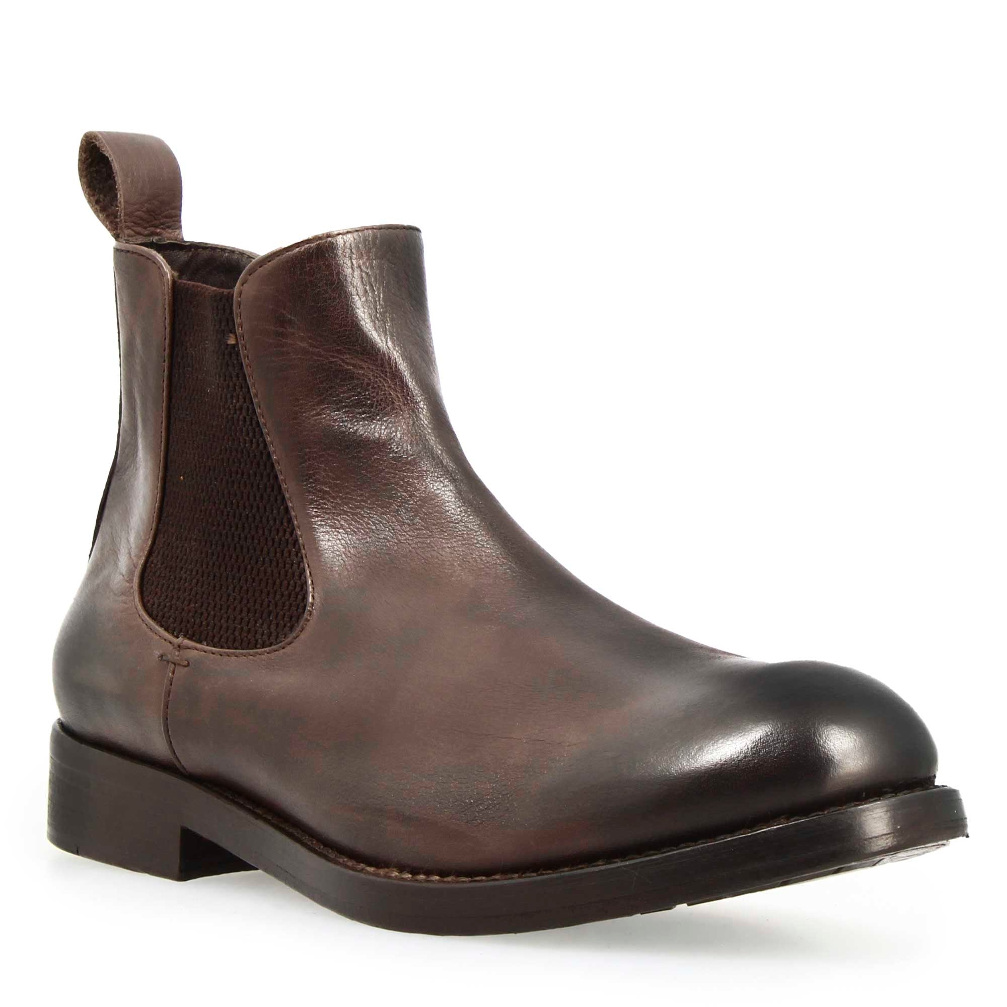 Leonardo Shoes Diver stivaletti uomo pelle testa di moro