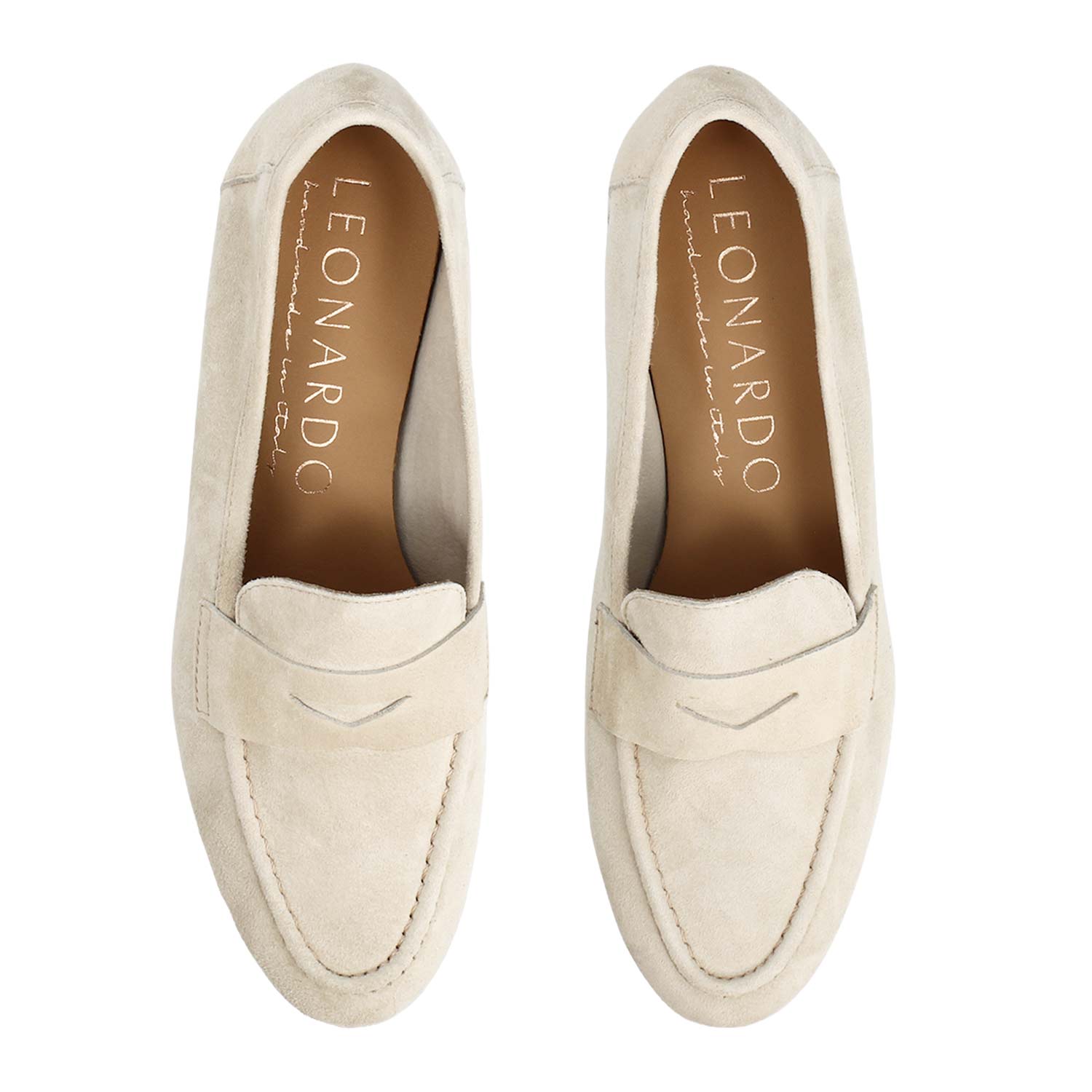 Leonardo Shoes Mocassini Donna Brenta mocassini beige camoscio