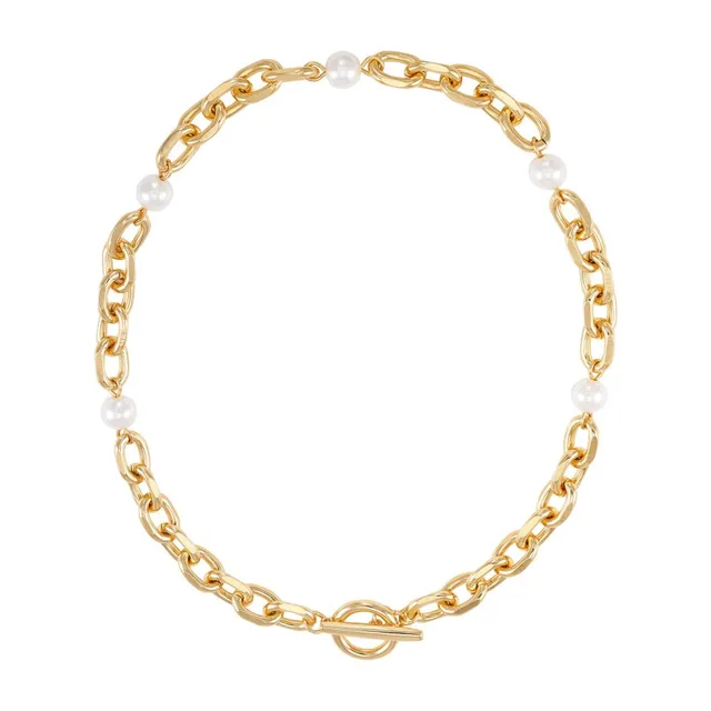 Vince Camuto collana perle dorate donna chiusura barilotto