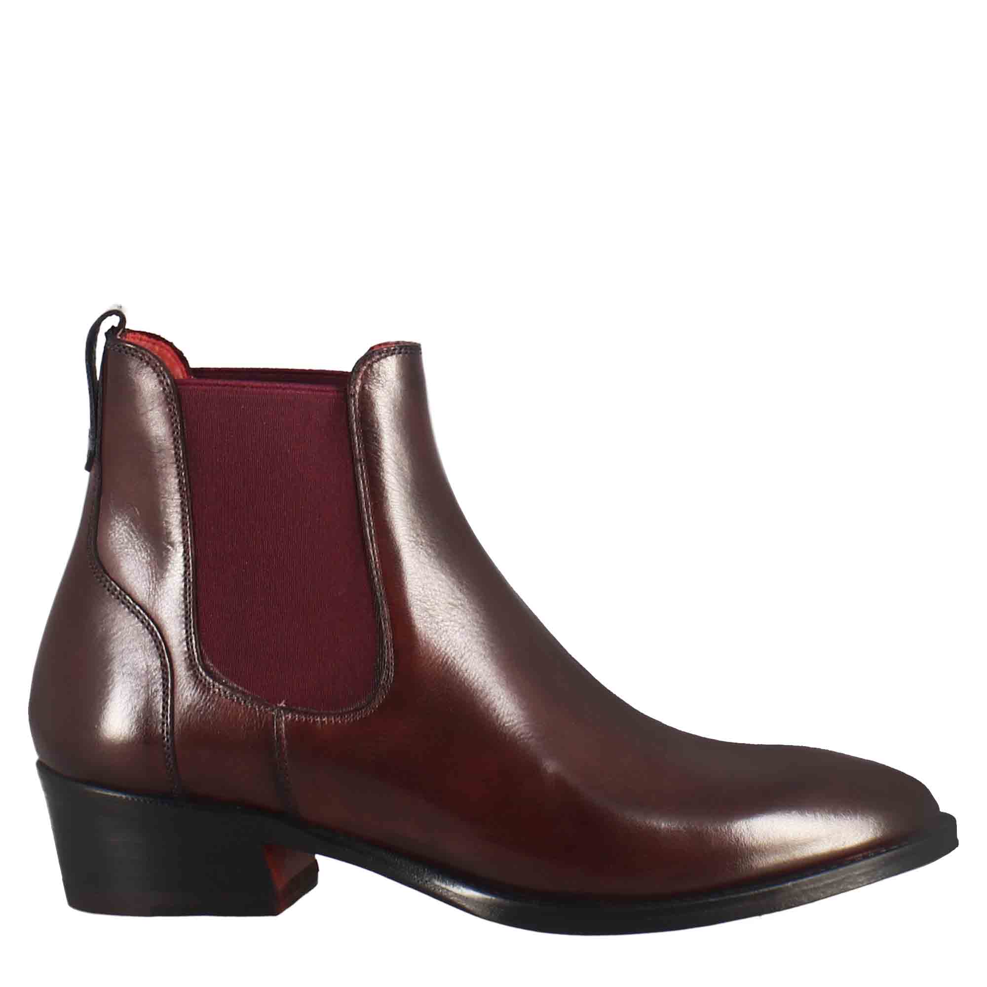 Leonardo Shoes Stivali Donna bordeaux chelsea pelle