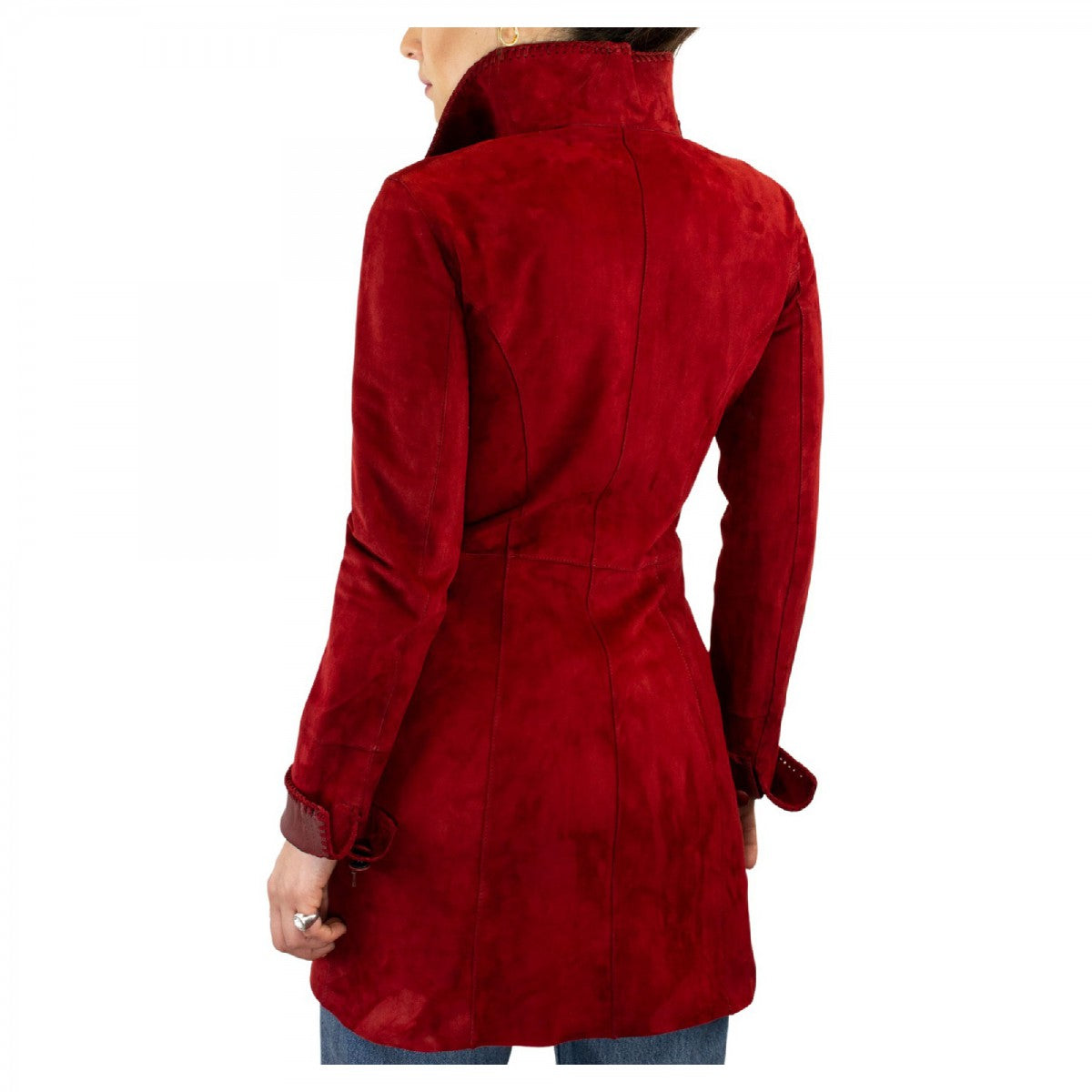 Leonardo Shoes Giacca Pelle Donna Reversibile Rossa Renna
